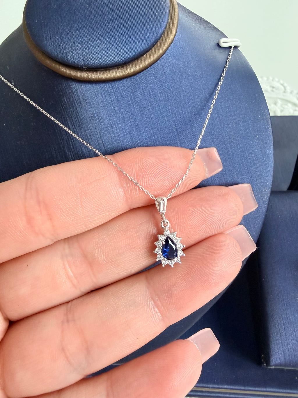 Synthetic Sapphire 925 Sterling Silver Set