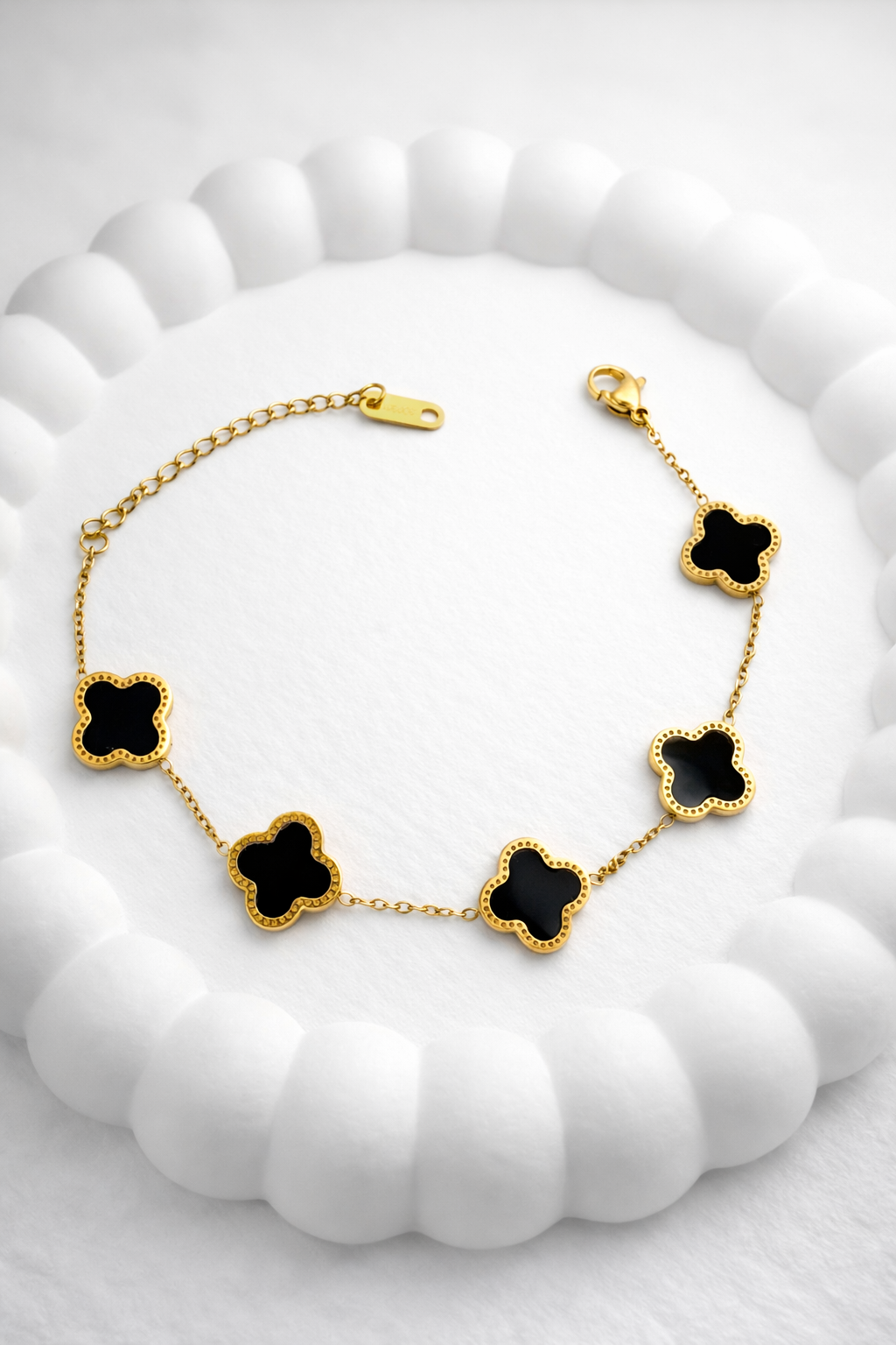 Leaf Black Stainless Steel 18k Bracelet