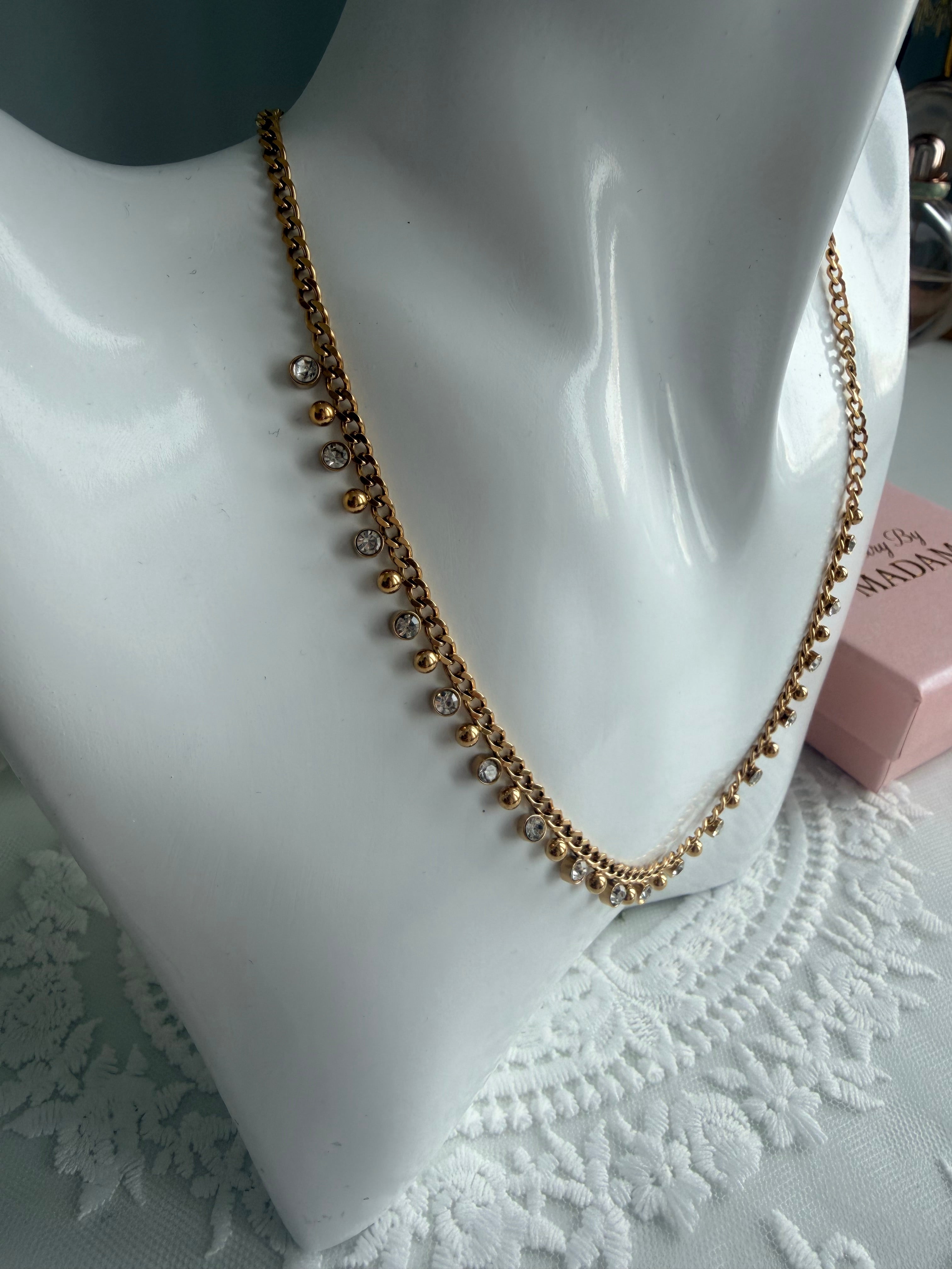 Golden Sparkle Chain Steinless Sterling Necklace