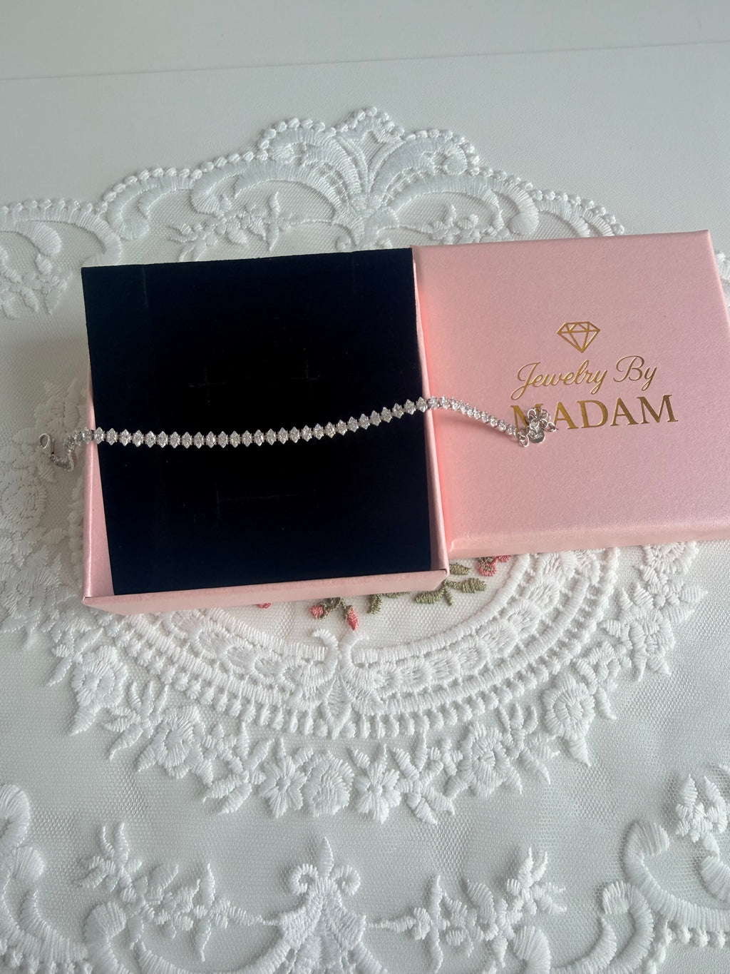 Marquise Sparkle Diamond-Effect 925 Sterling Silver Bracelet