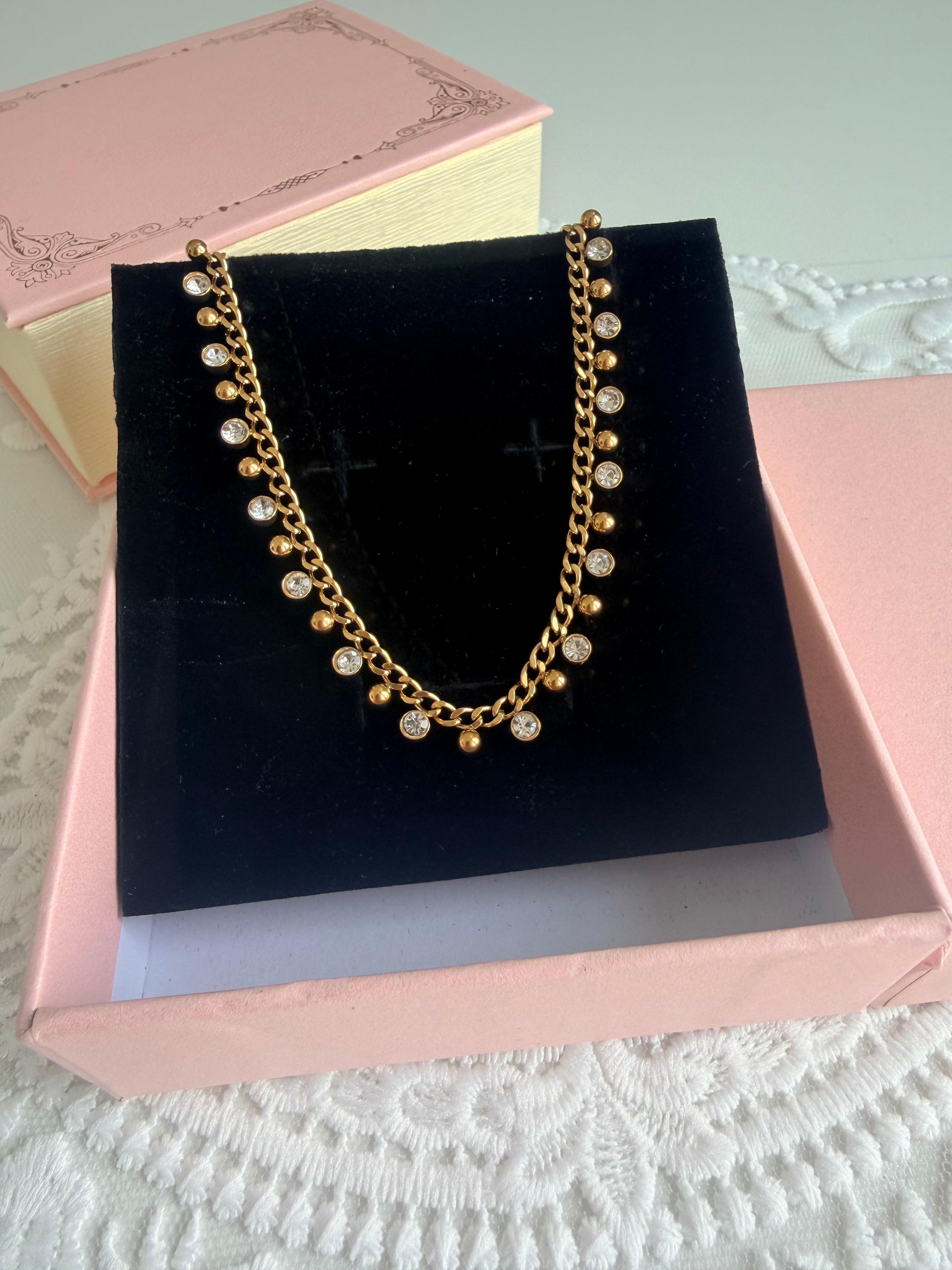 Golden Sparkle Chain Steinless Sterling Necklace