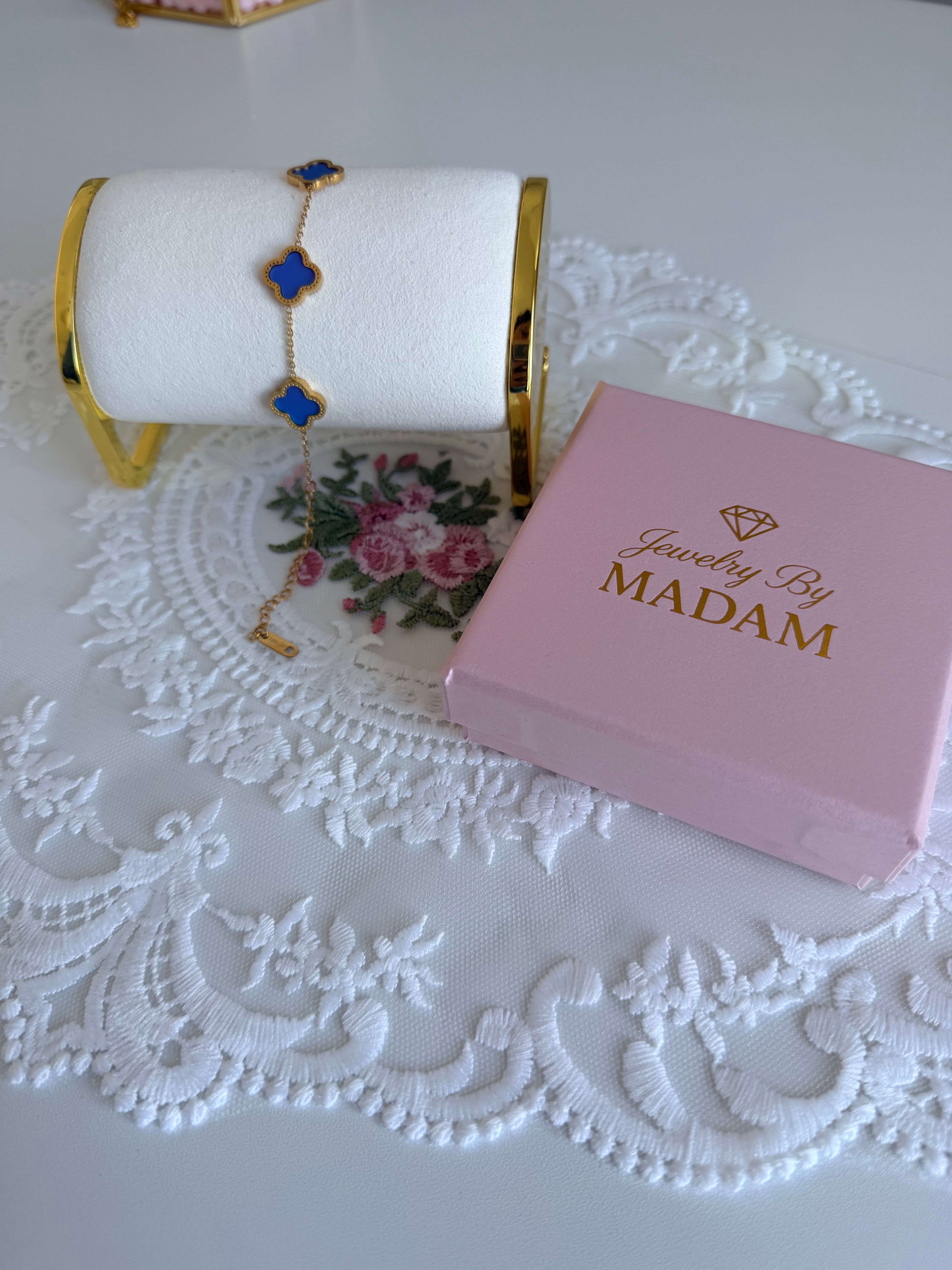 Leaf Full Blue Stainless Steel 18k Bracelet Waterproof