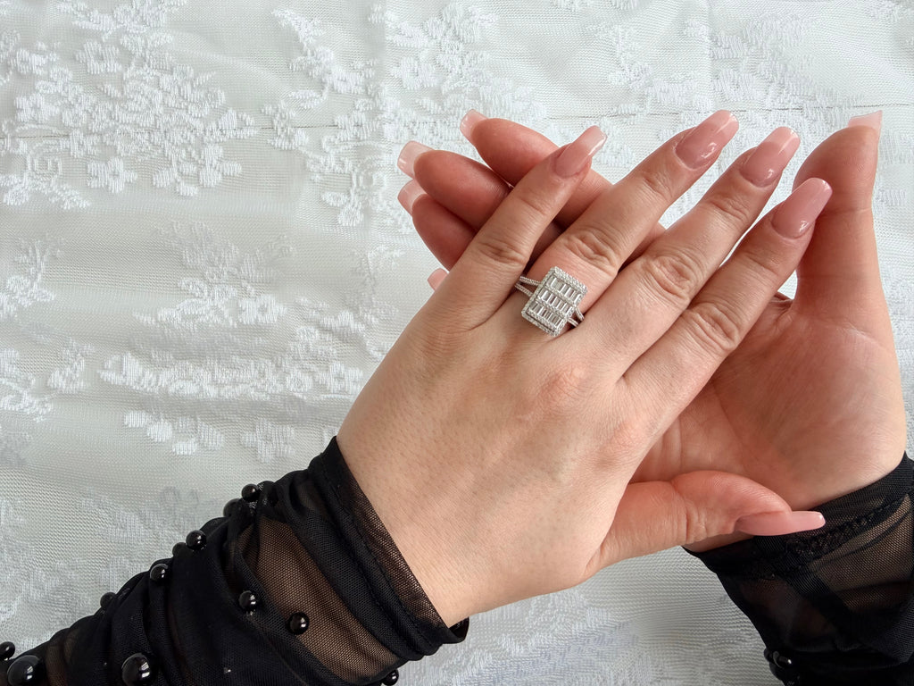 Mega Baguette Diamond Effect 925 Sterling Silver