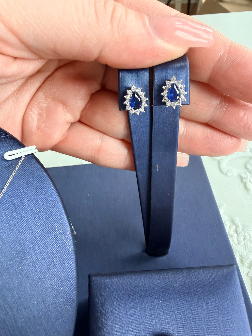 Synthetic Sapphire 925 Sterling Silver Set