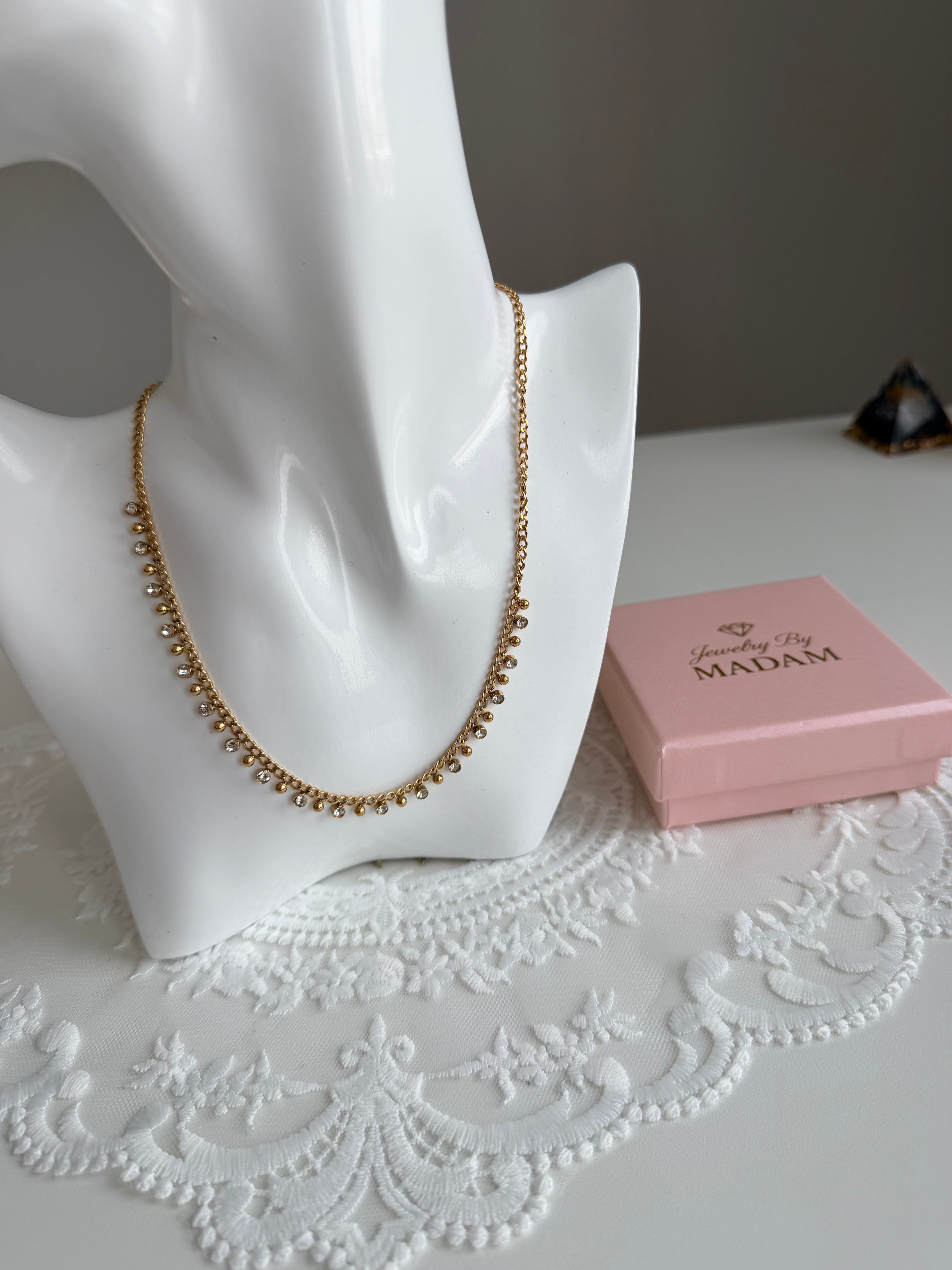 Golden Sparkle Chain Steinless Sterling Necklace