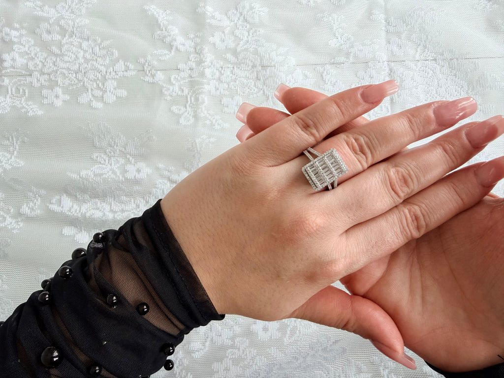 Mega Baguette Diamond Effect 925 Sterling Silver