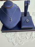 Synthetic Sapphire 925 Sterling Silver Set