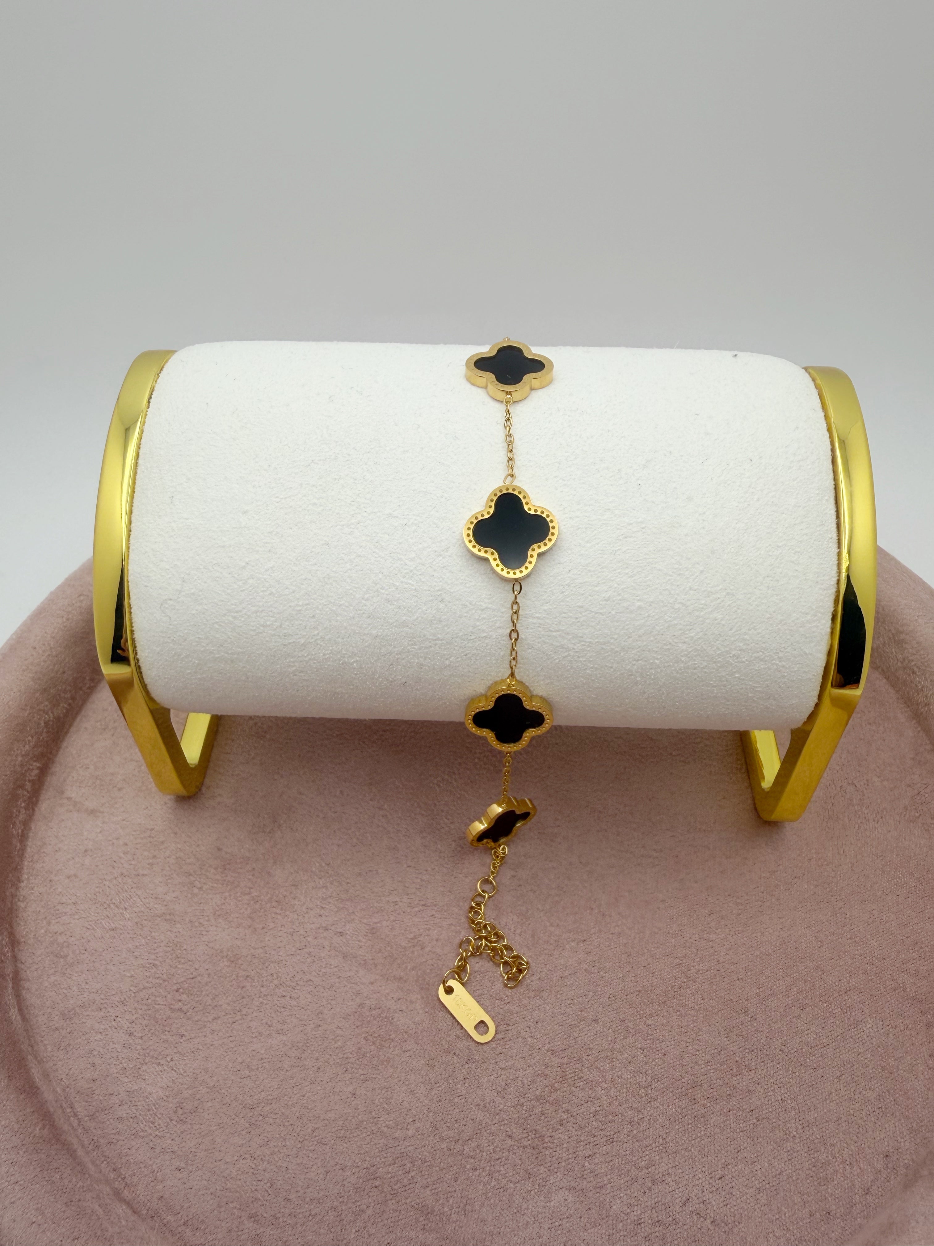 Leaf Black Stainless Steel 18k Bracelet