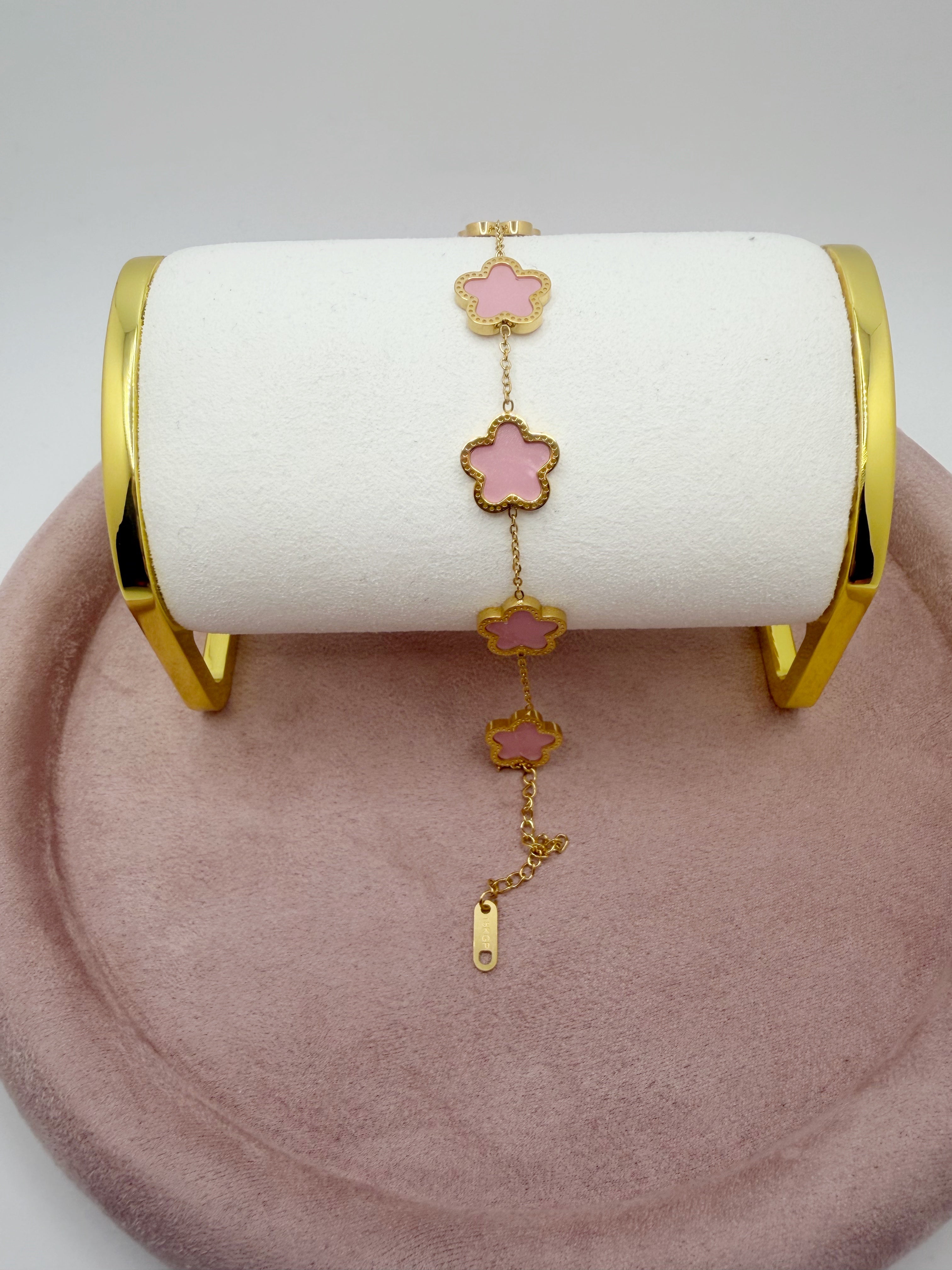 Leaf Powder Stainless Steel 18k Bracelet