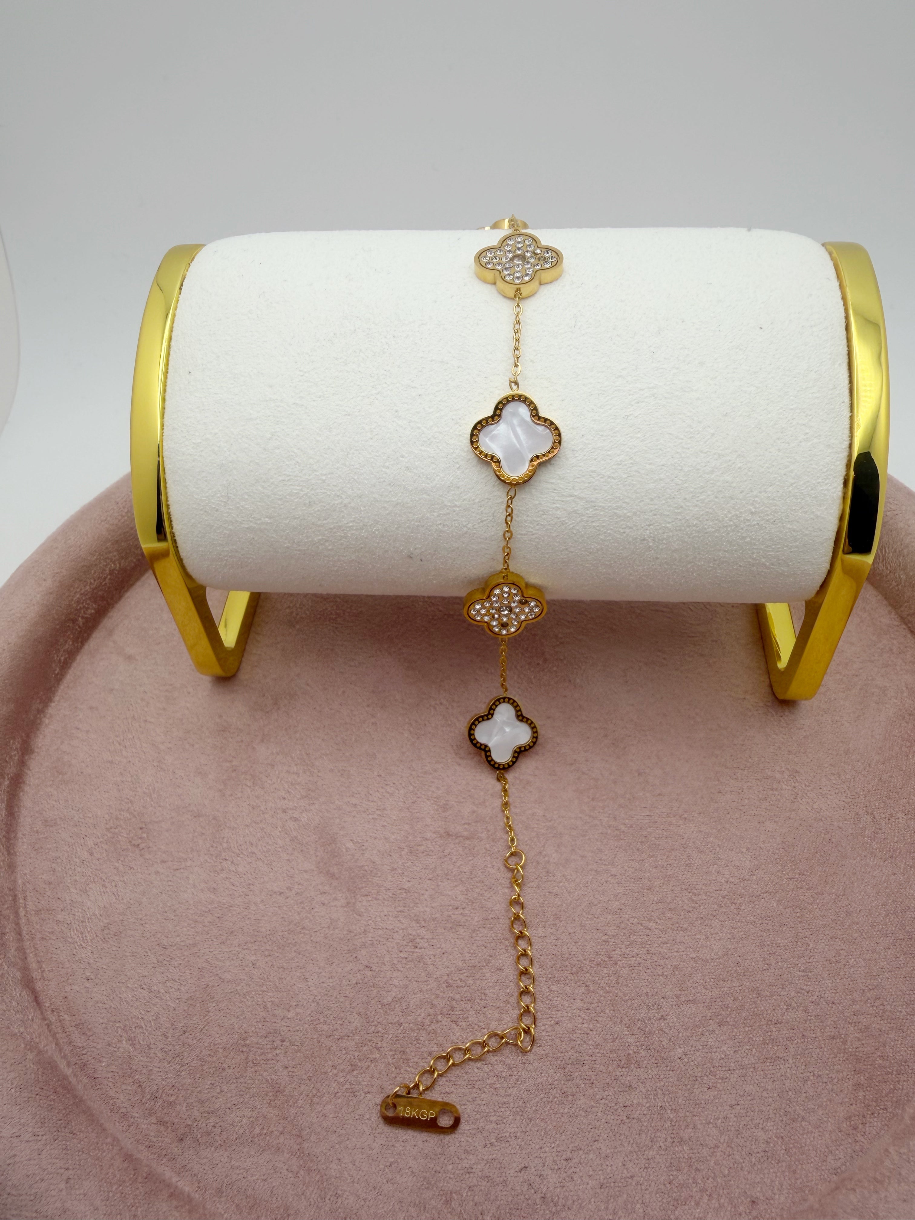 Leaf Shiny Stainless Steel 18k Bracelet