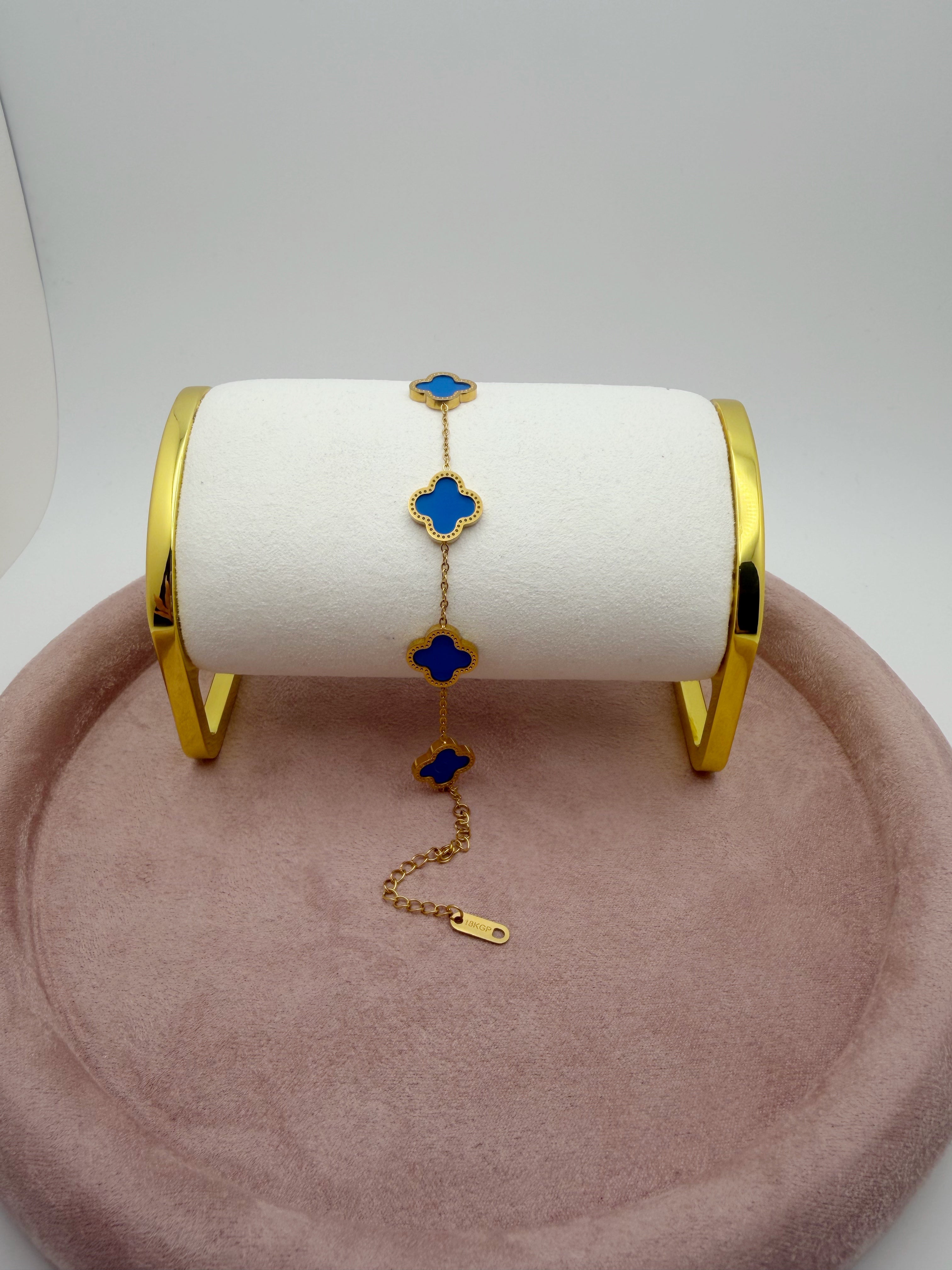 Leaf Blue Stainless Steel 18k Bracelet