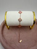 Leaf Shiny Powder Rose Gold Stainless Steel 18k Bracelet