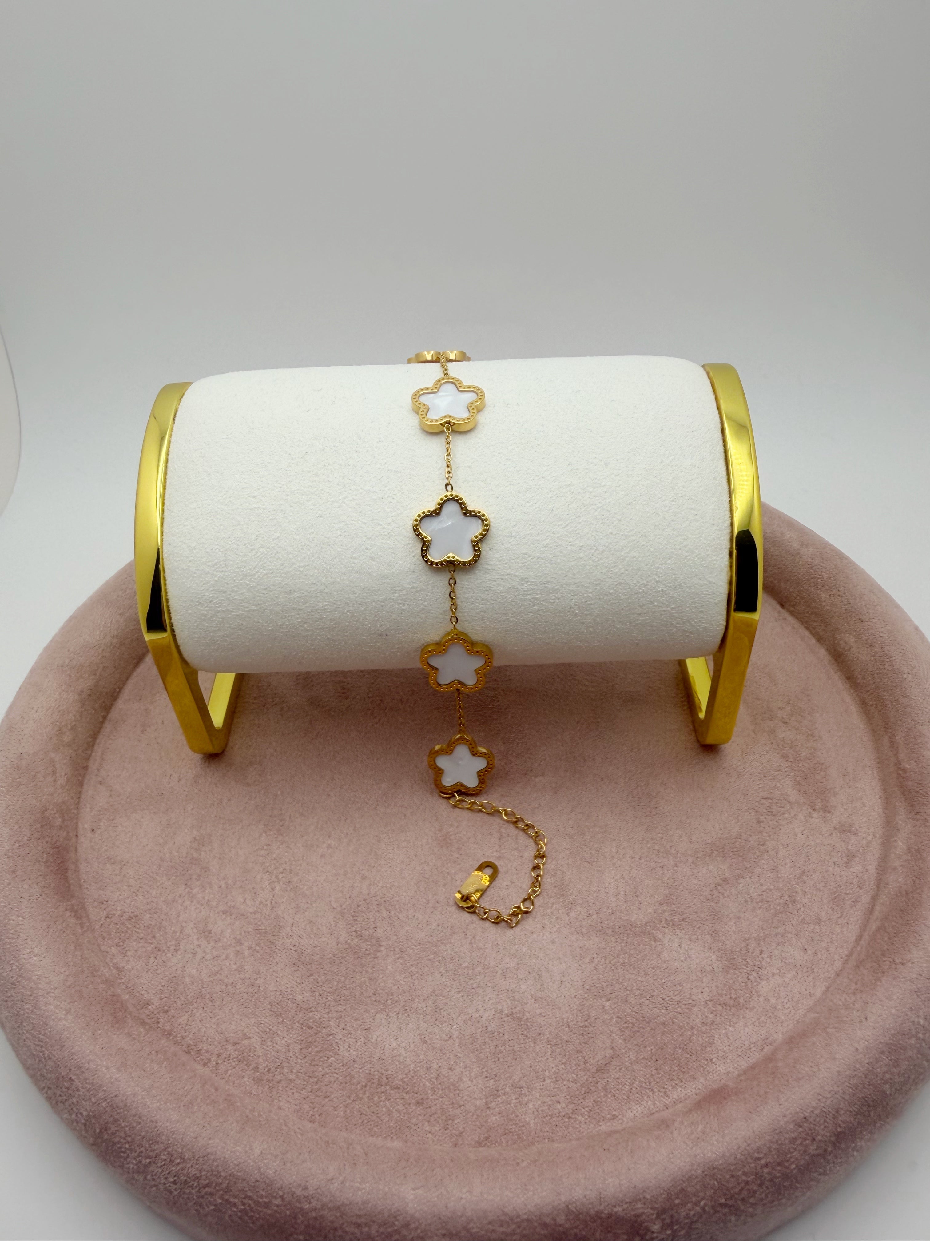 Leaf White Stainless Steel 18k Bracelet