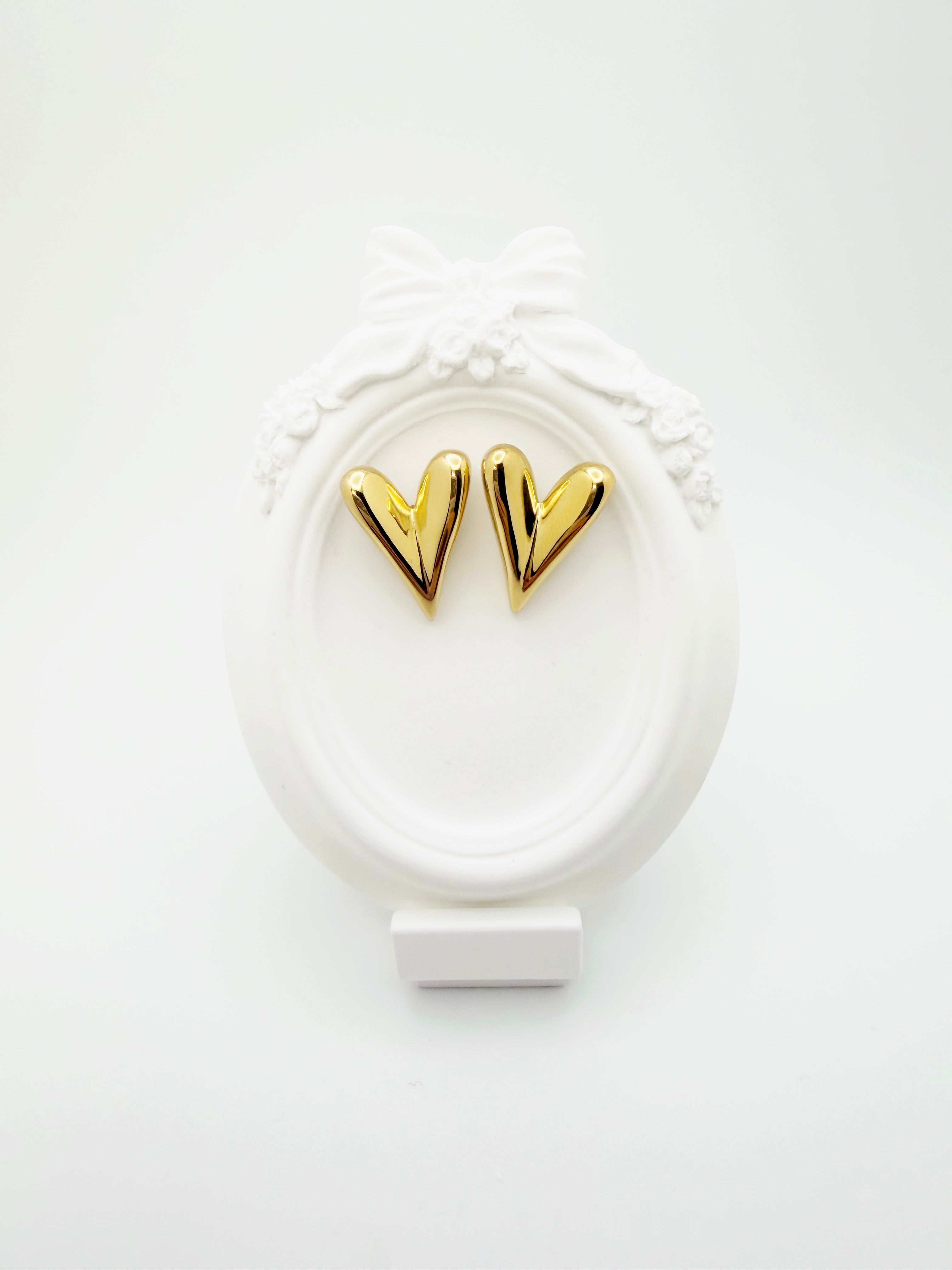 Heart Big Gold Stainless Steel Earring