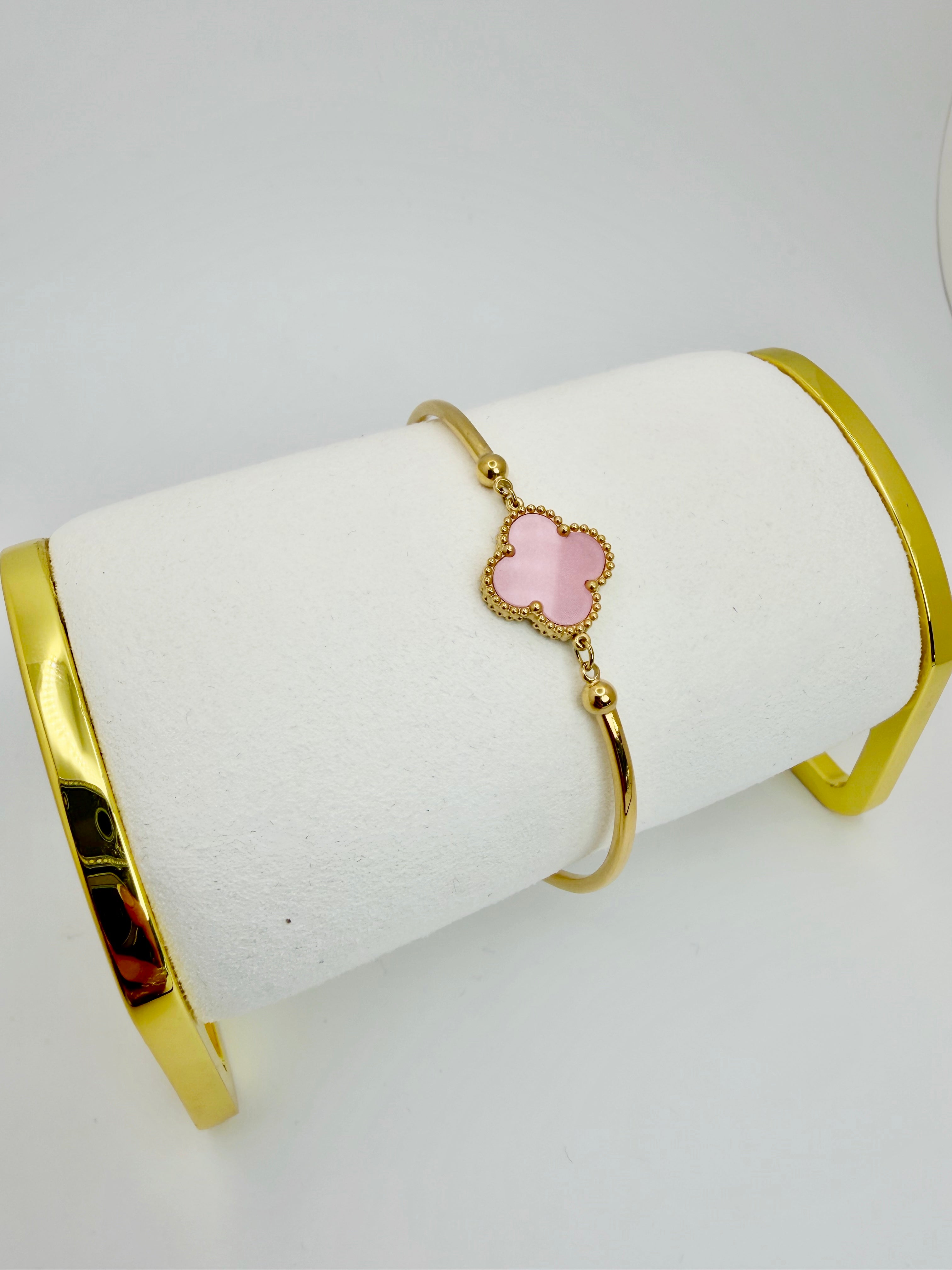 Leaf Pink Sporty Stainless Steel 18k Bracelet