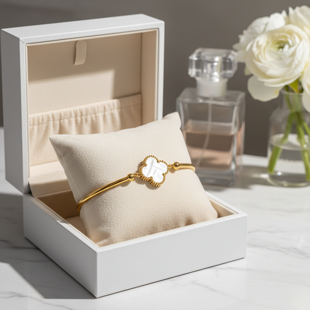 Leaf White Sporty Stainless Steel 18k Bracelet