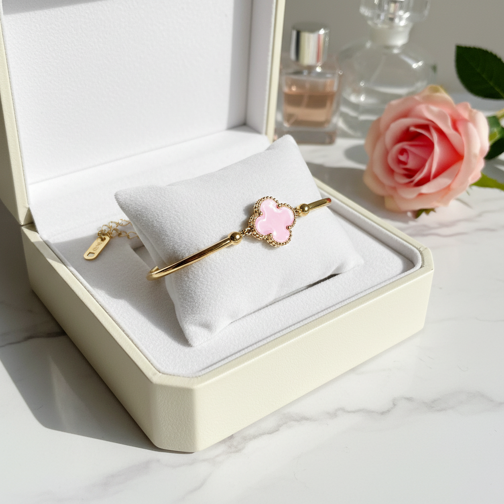 Leaf Pink Sporty Stainless Steel 18k Bracelet