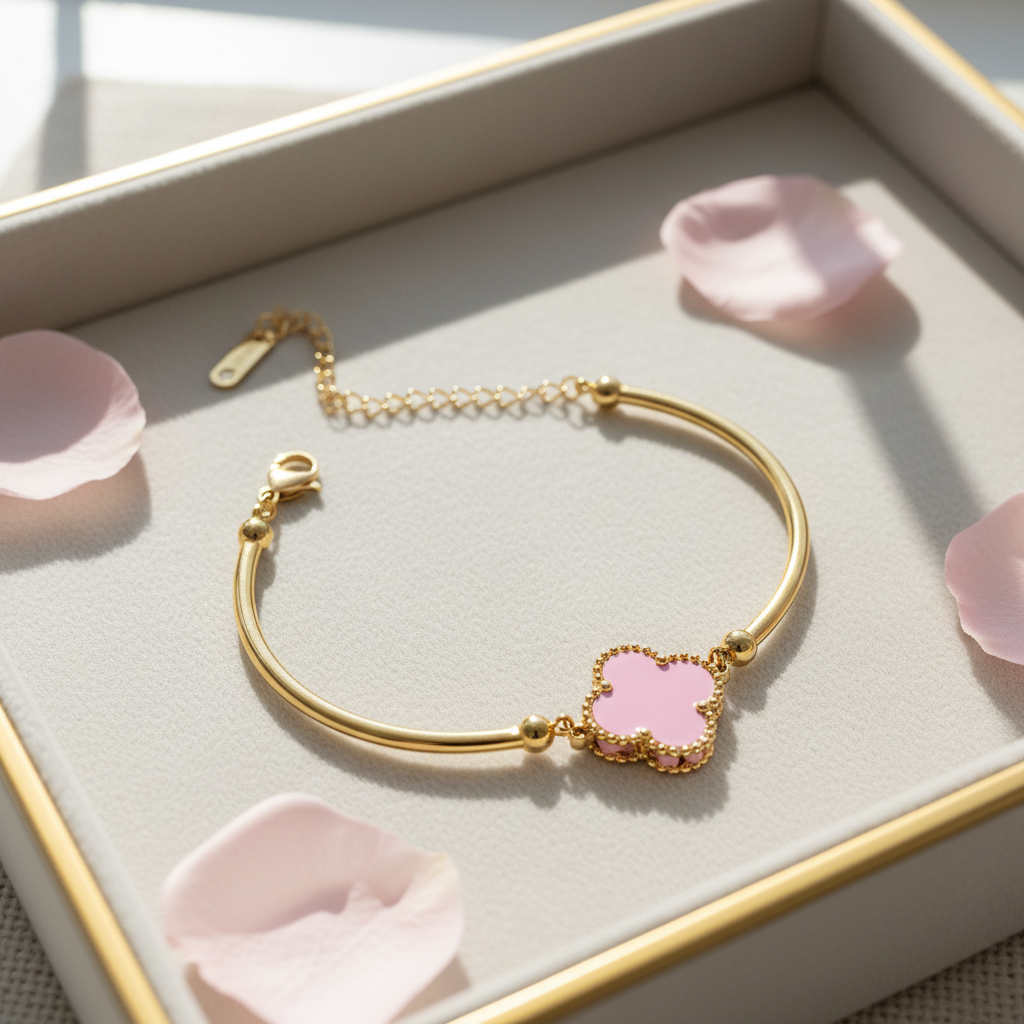 Leaf Pink Sporty Stainless Steel 18k Bracelet