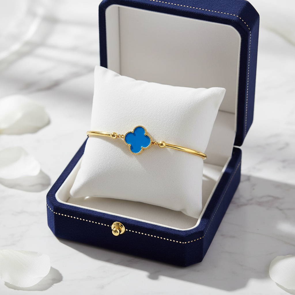 Leaf Blue Sporty Stainless Steel 18k Bracelet