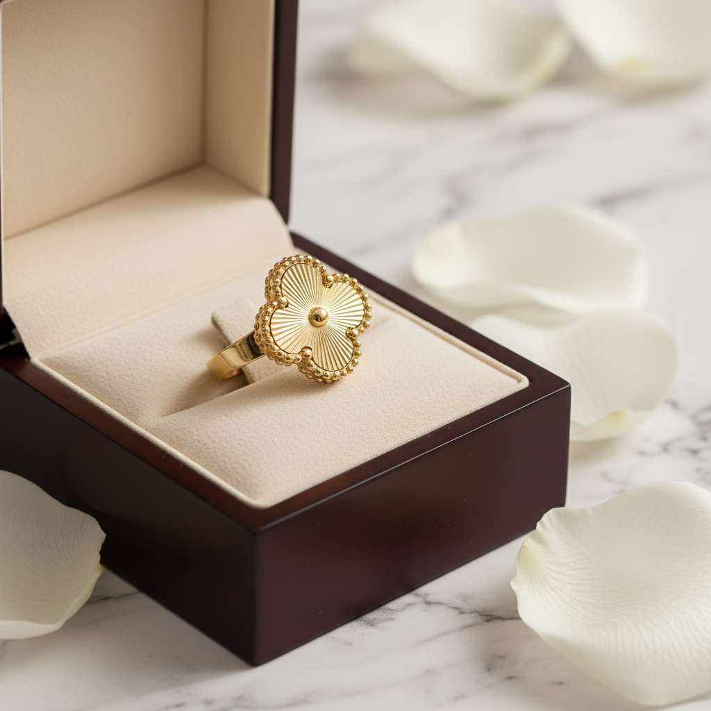 Leaf Gold Stainless Steel Open Ring