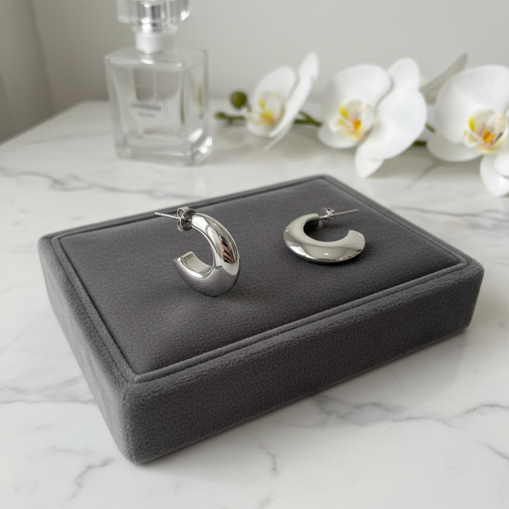 C-Model Silver  Stainless Steel Earring