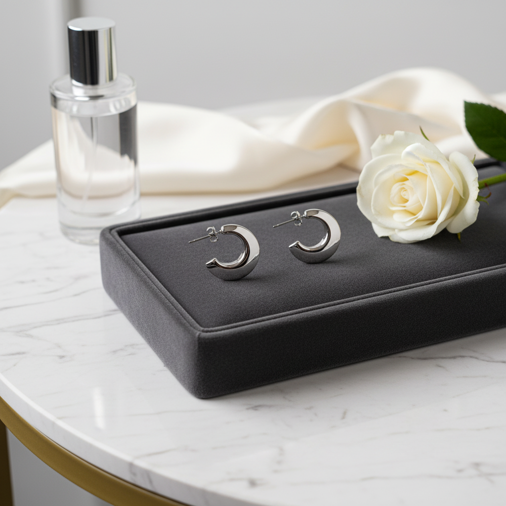 C-Model Silver  Stainless Steel Earring