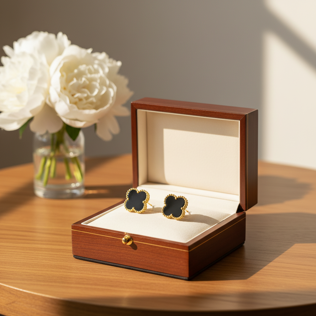 Leaf Black Stainless Steel Earring