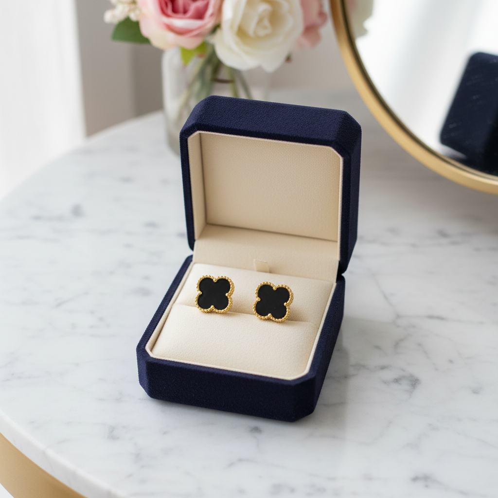 Leaf Black Stainless Steel Earring