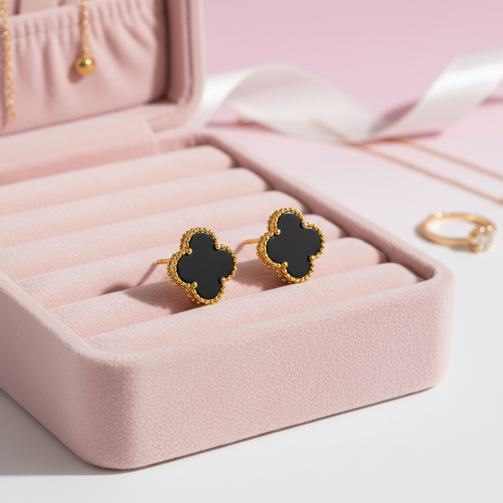 Leaf Black Stainless Steel Earring