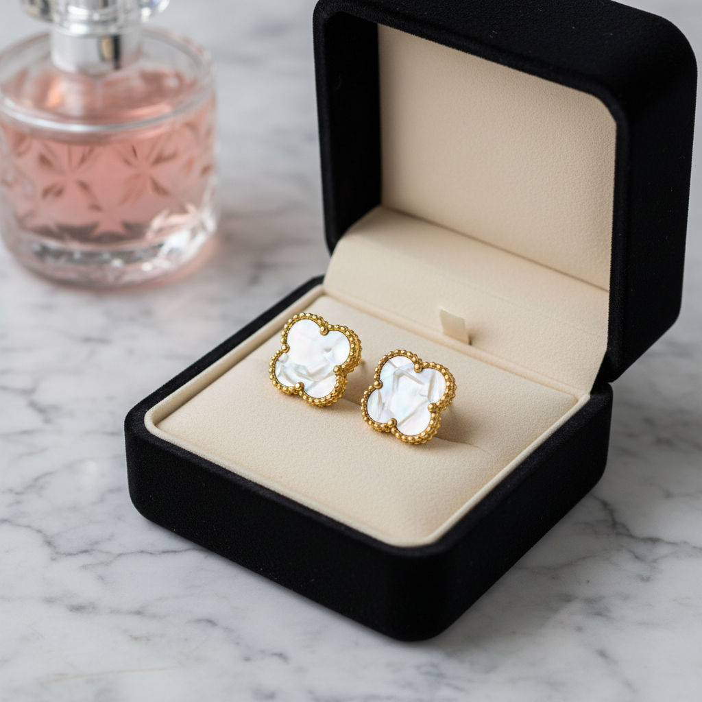 Leaf White Stainless Steel Earring