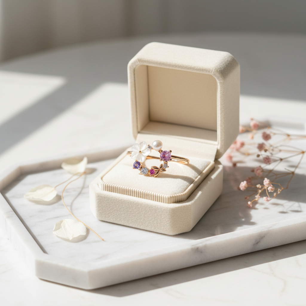 Amethyst Blossom Rose 925 Silver Ring