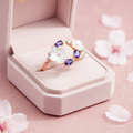 Twin Amethyst Blossom Rose 925 Silver Ring