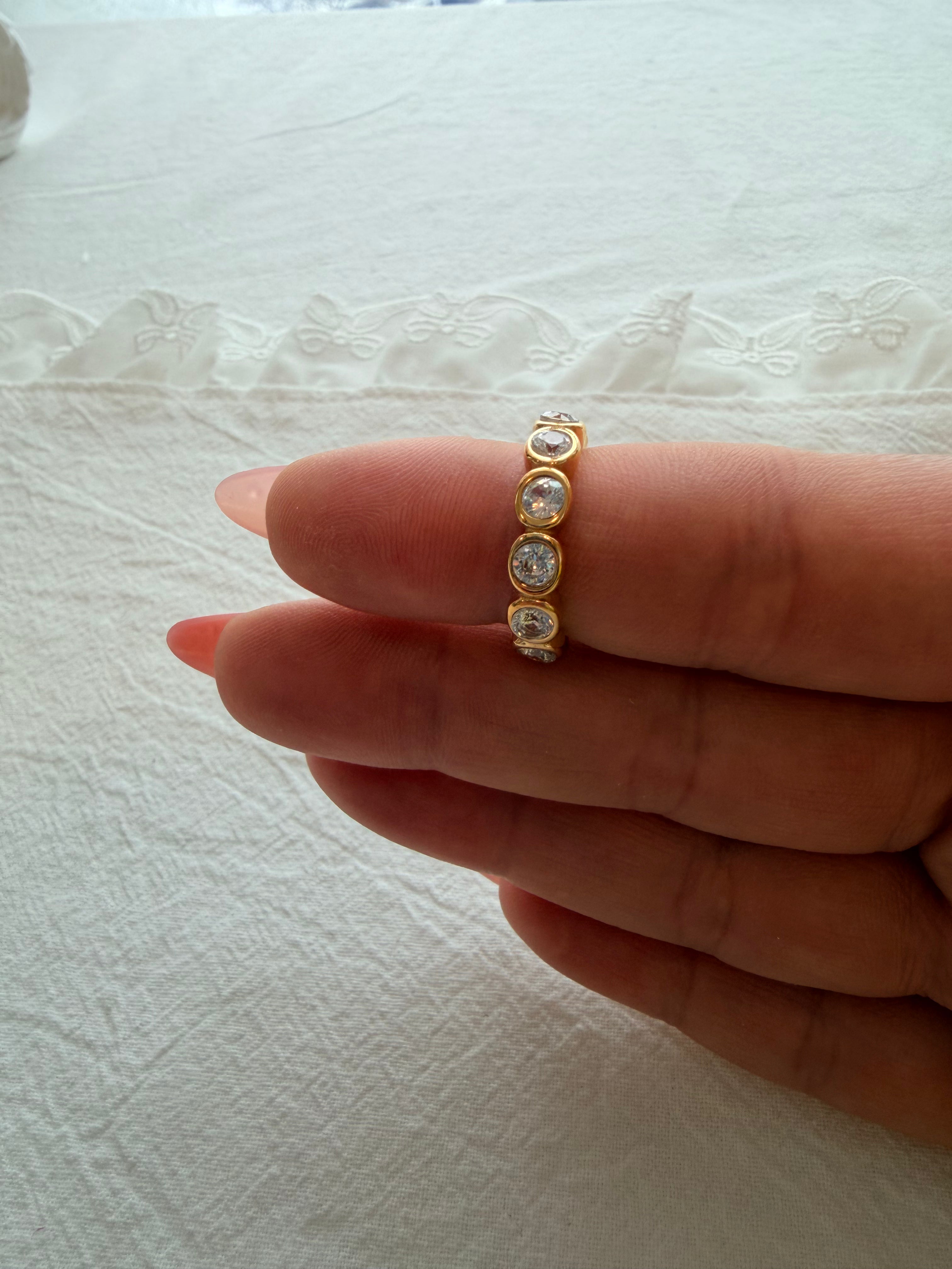 Timeless Stones Ring Stainless Steel 18k Gold Plated