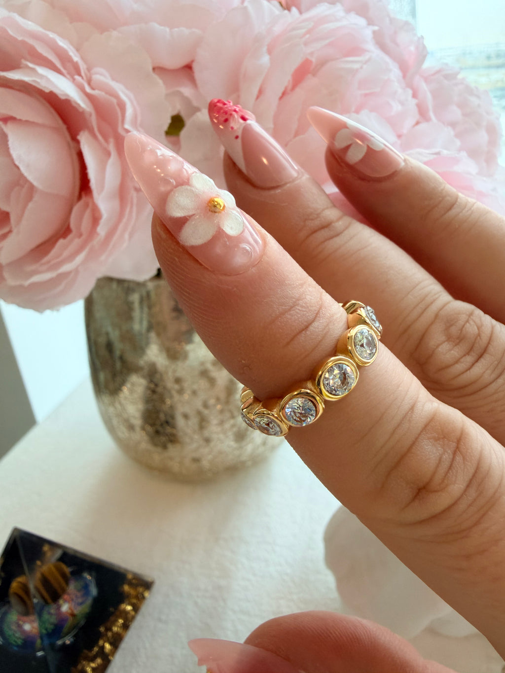 Timeless Stones Ring Stainless Steel 18k Gold Plated