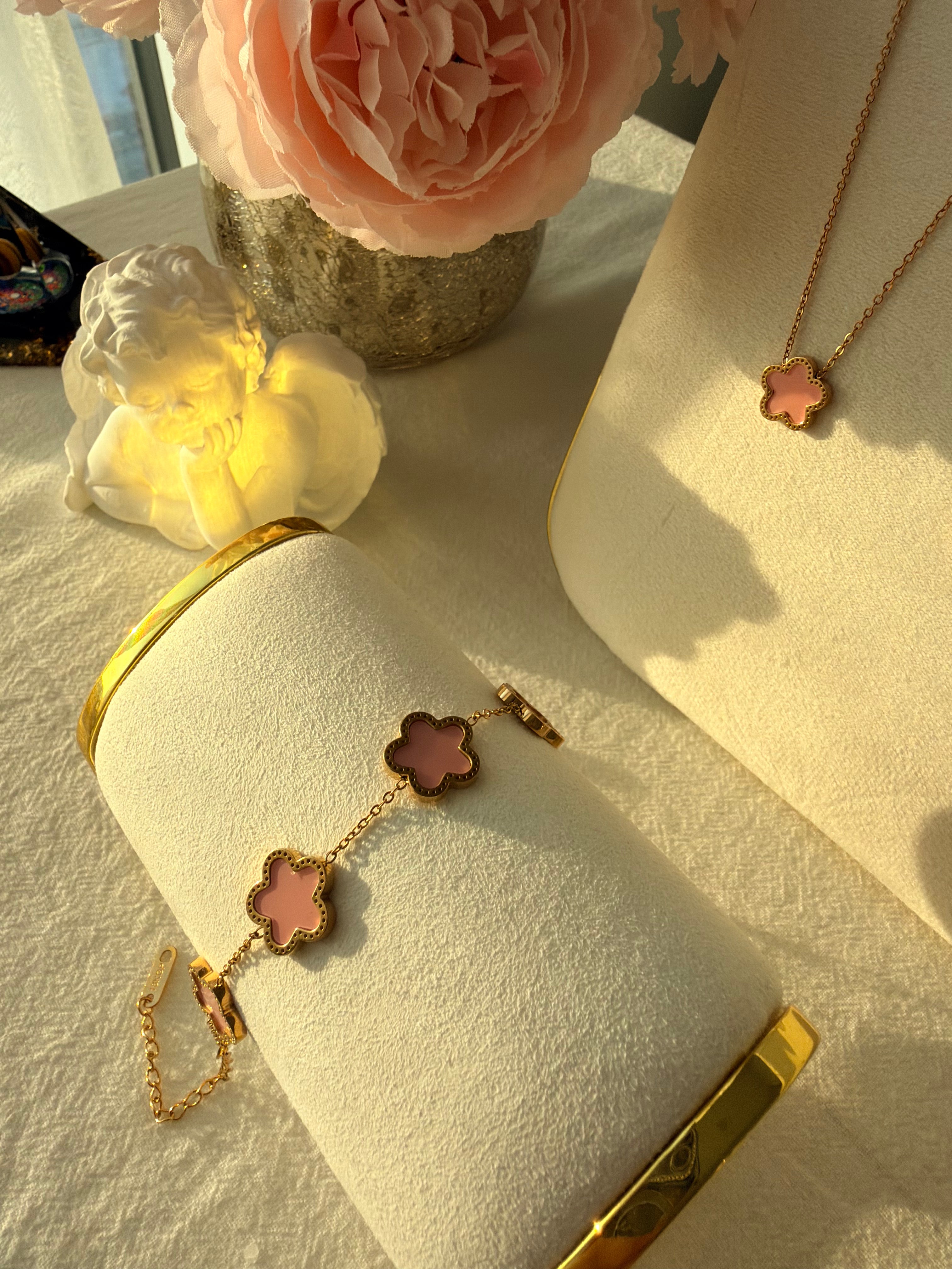 Leaf Powder Stainless Steel 18k Bracelet