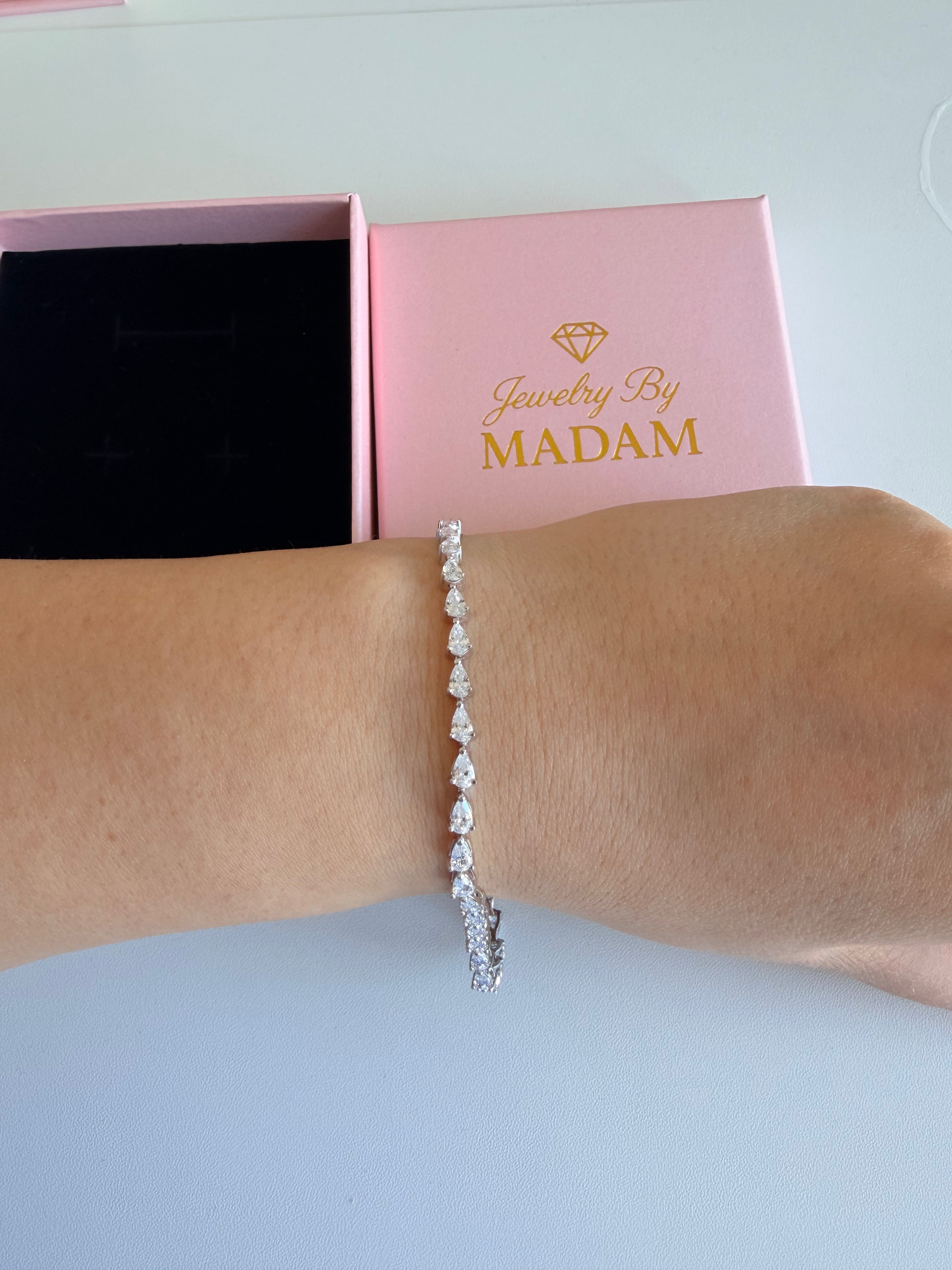 Diamond Teardrop 925 Sterling Silver Bracelet