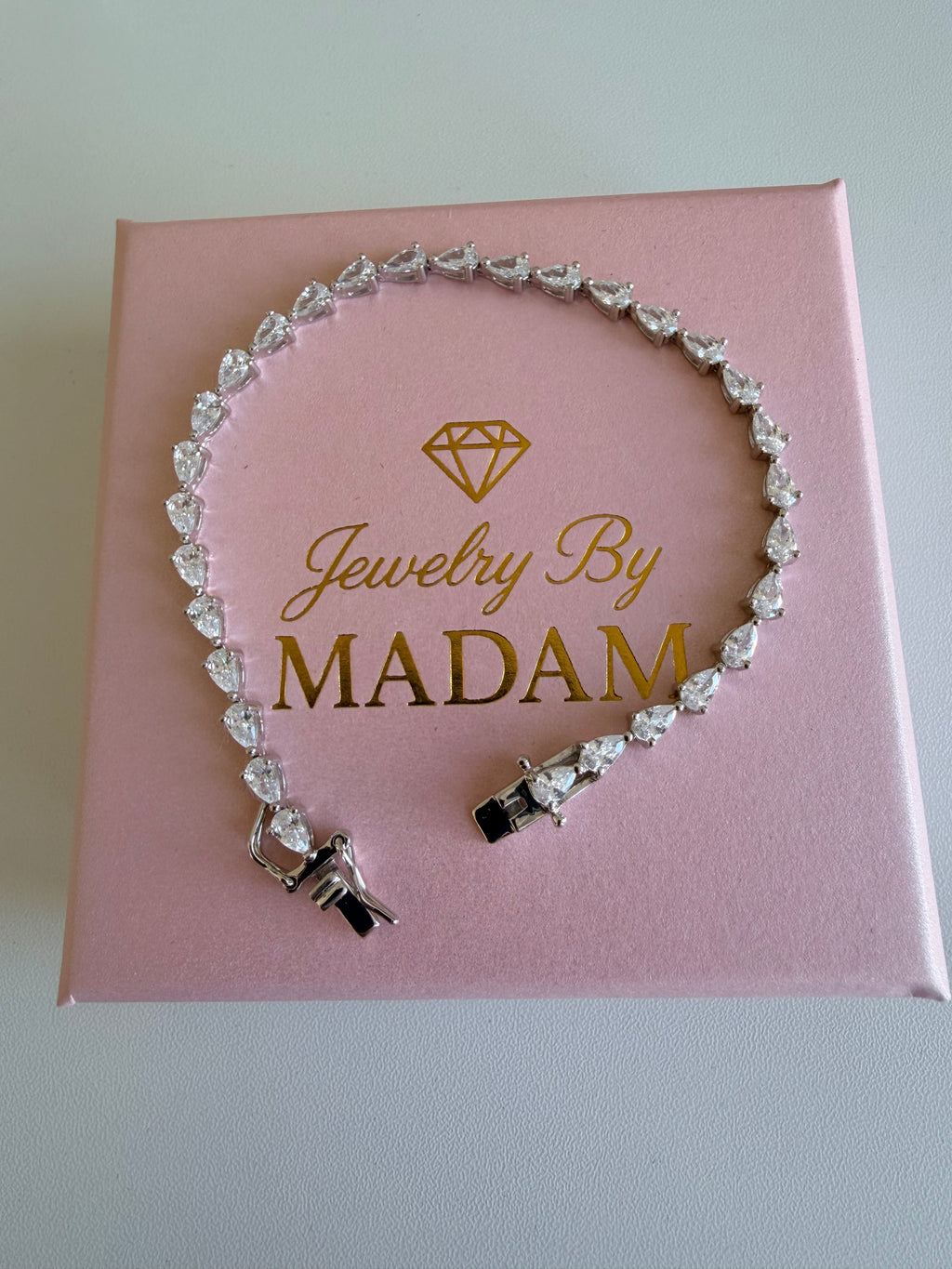 Diamond Teardrop 925 Sterling Silver Bracelet