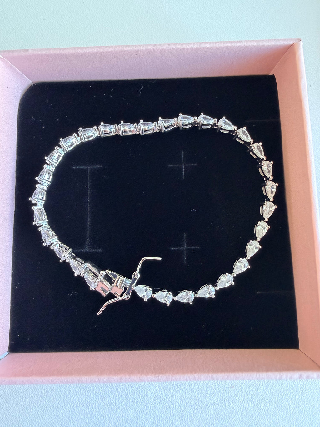 Diamond Teardrop 925 Sterling Silver Bracelet