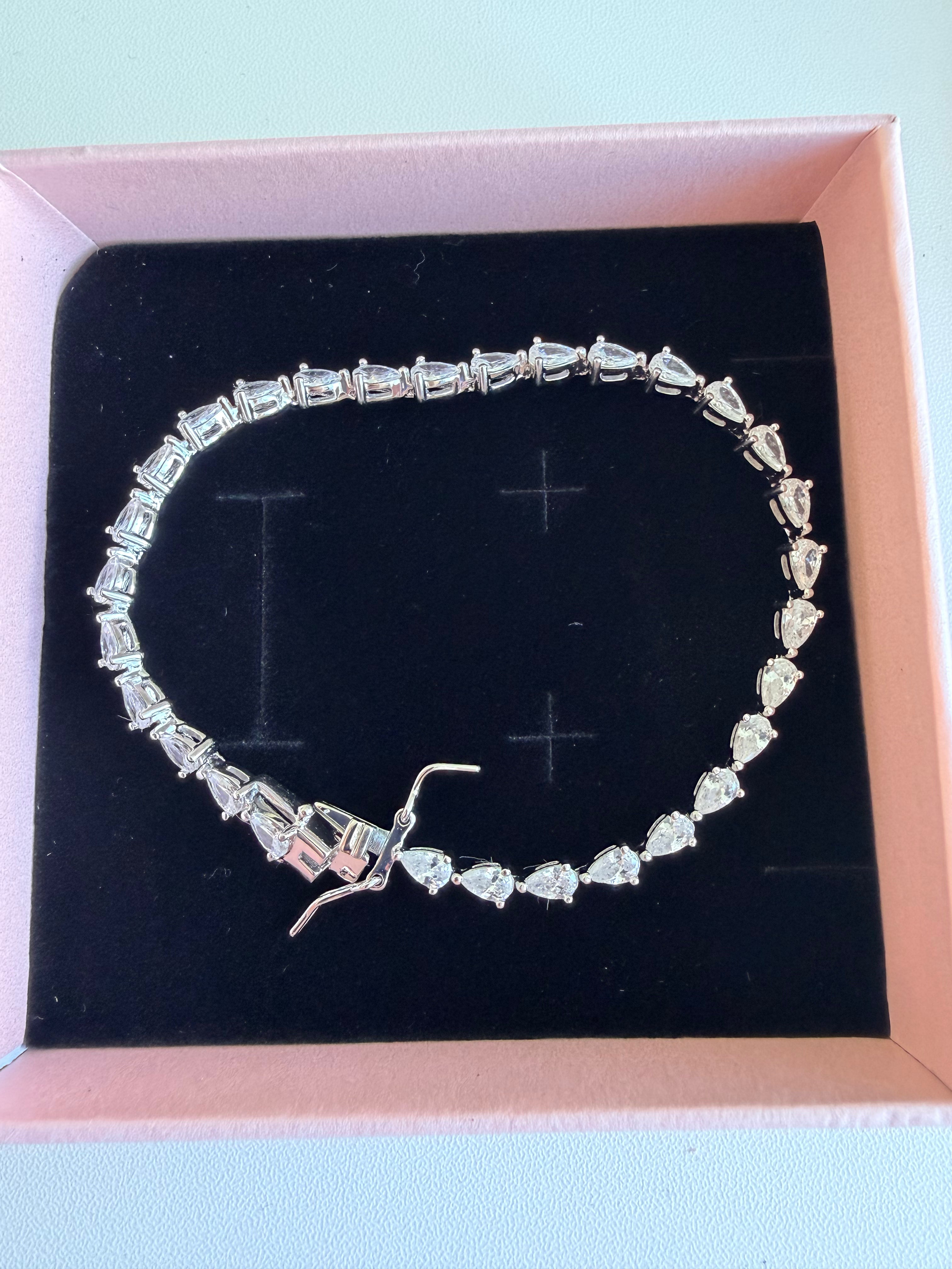 Diamond Teardrop 925 Sterling Silver Bracelet