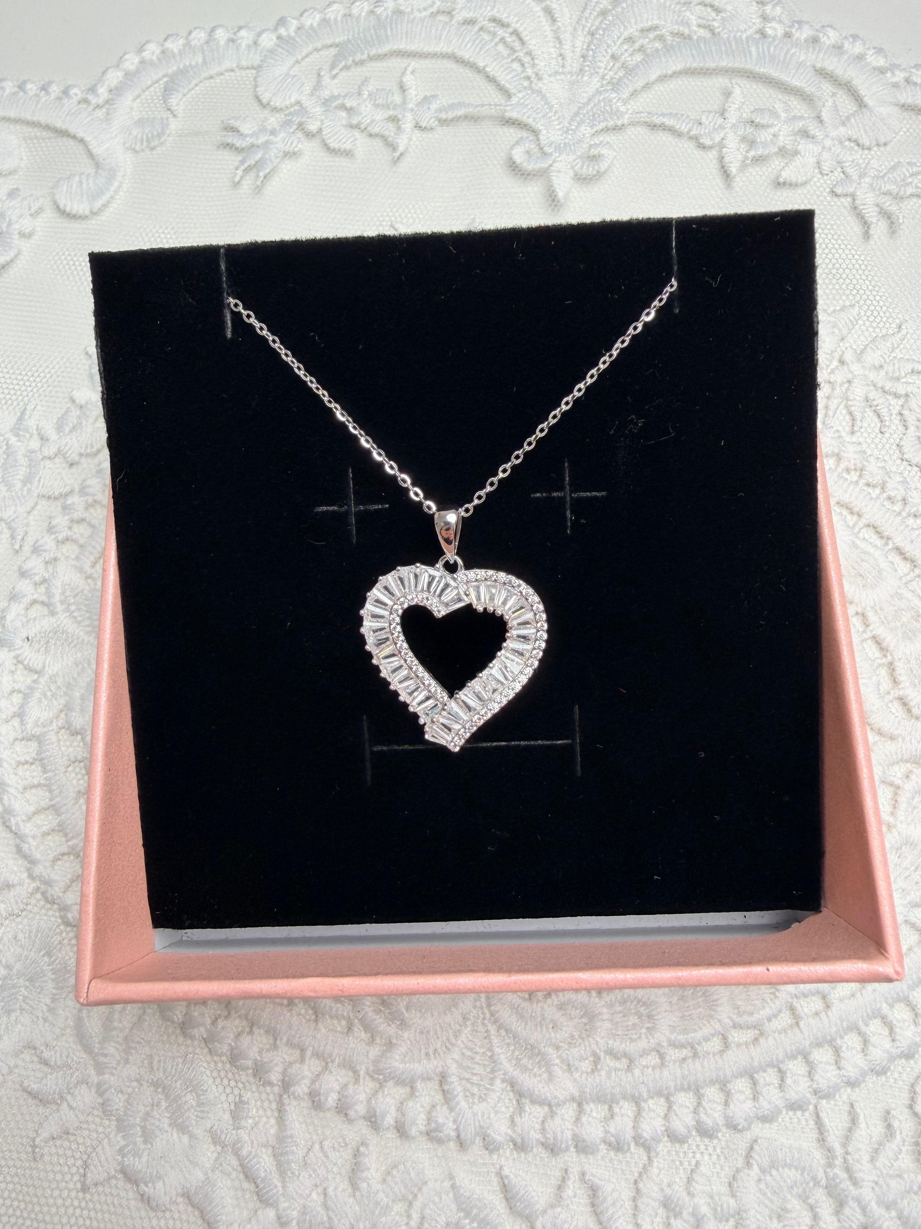 Heart Diamond 925 Sterling Silver Necklacee
