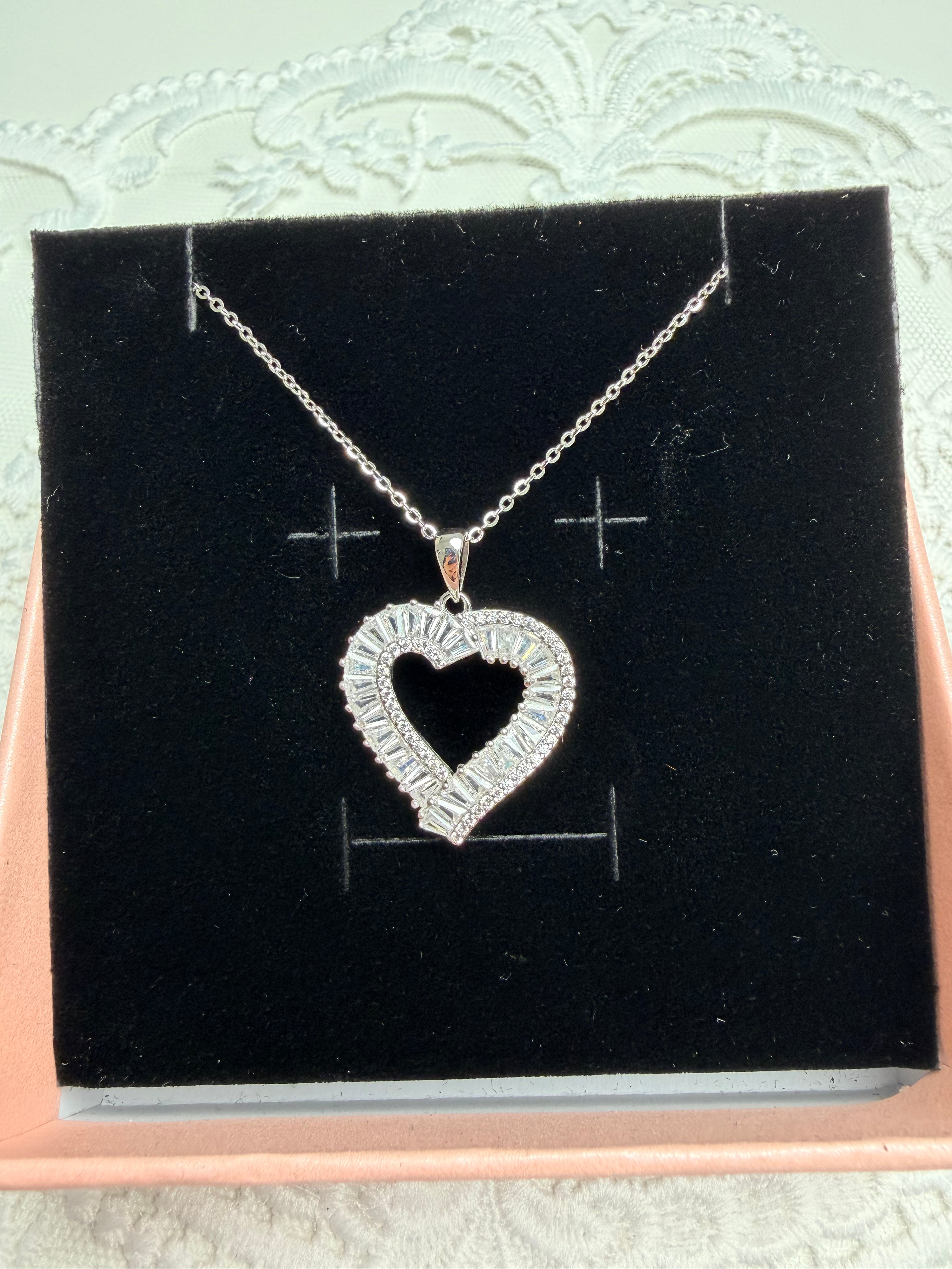 Heart Diamond 925 Sterling Silver Necklacee