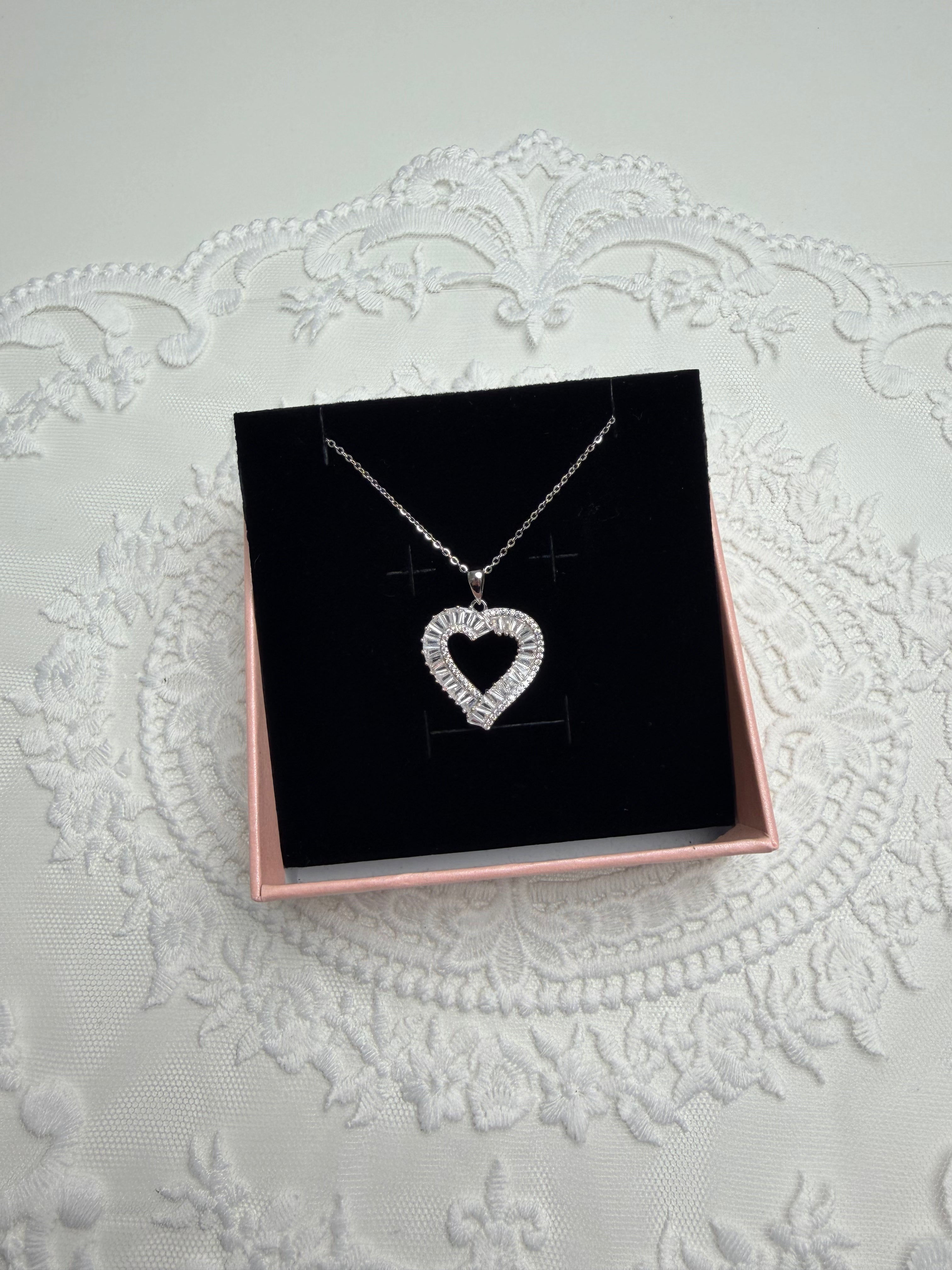 Heart Diamond 925 Sterling Silver Necklacee