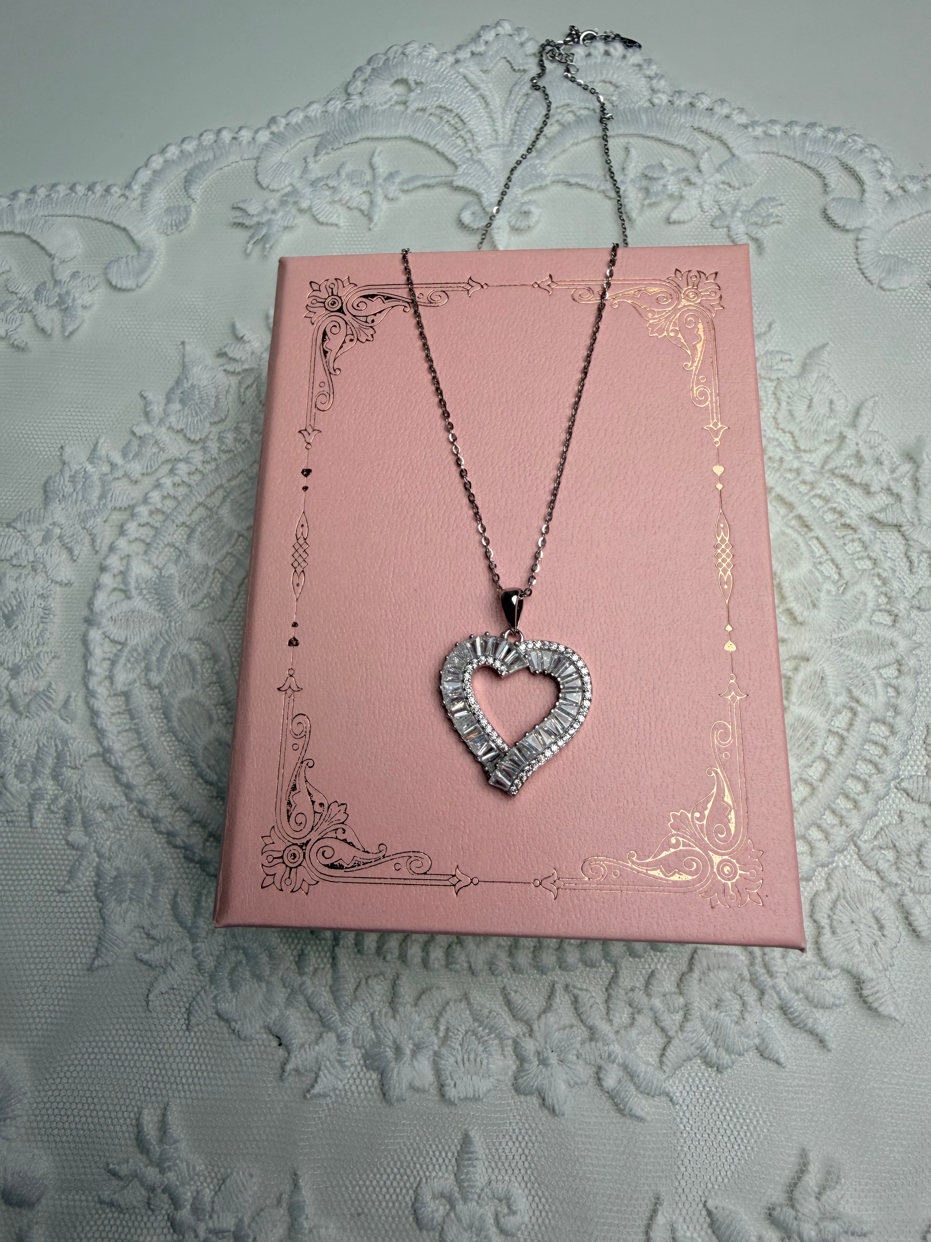 Heart Diamond 925 Sterling Silver Necklacee