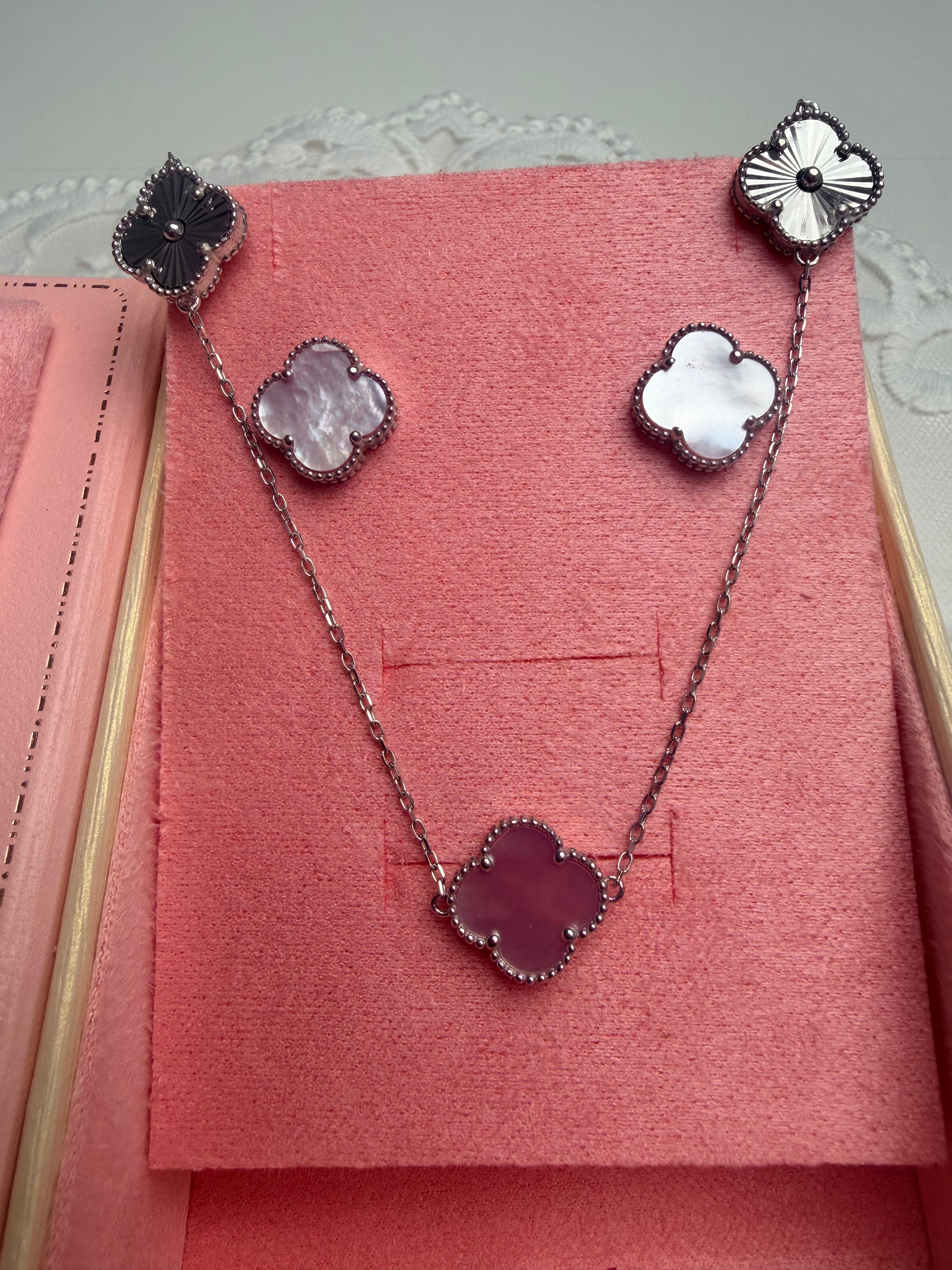 Quartz Clover Jewelry 925 Sterling Silver Set