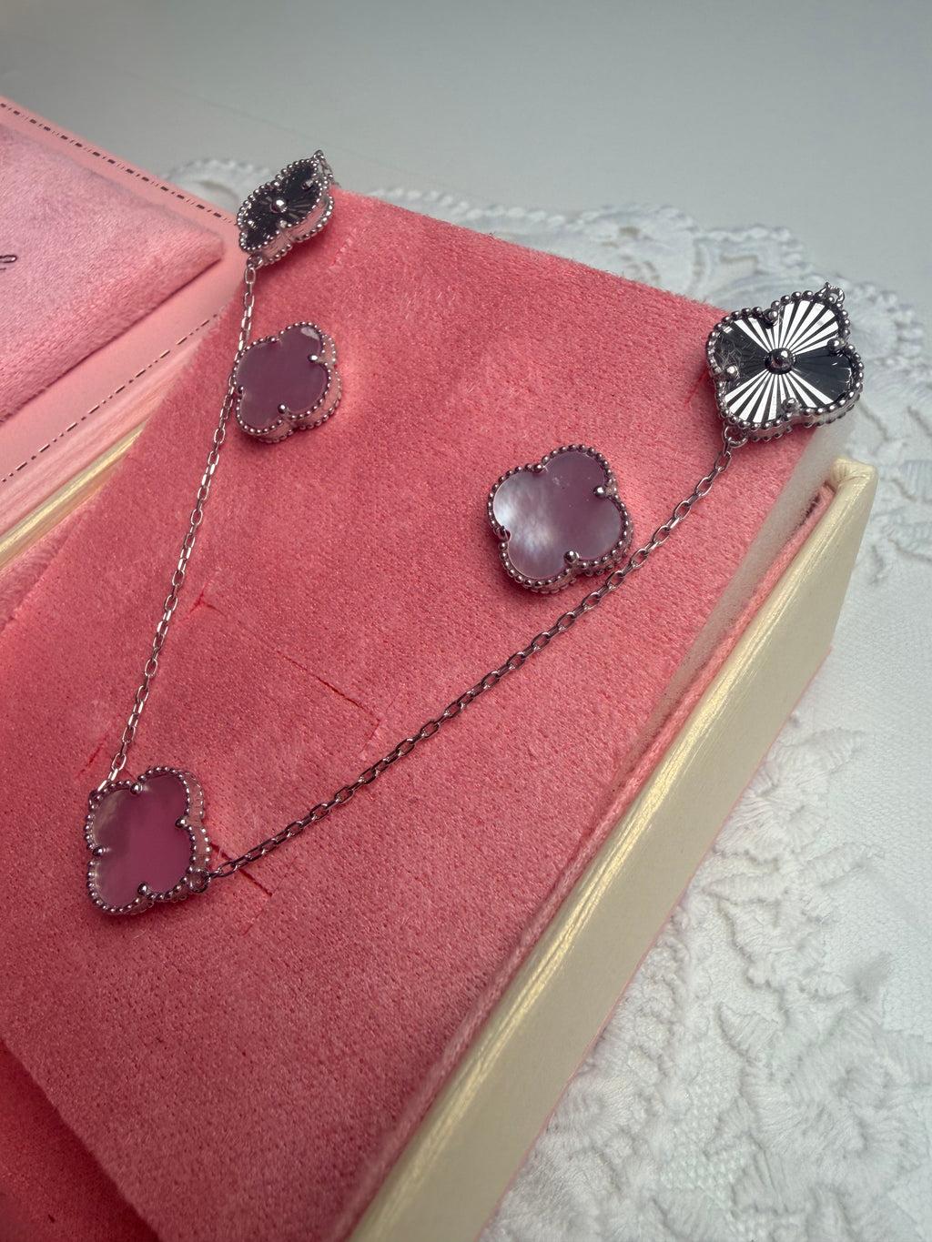 Quartz Clover Jewelry 925 Sterling Silver Set