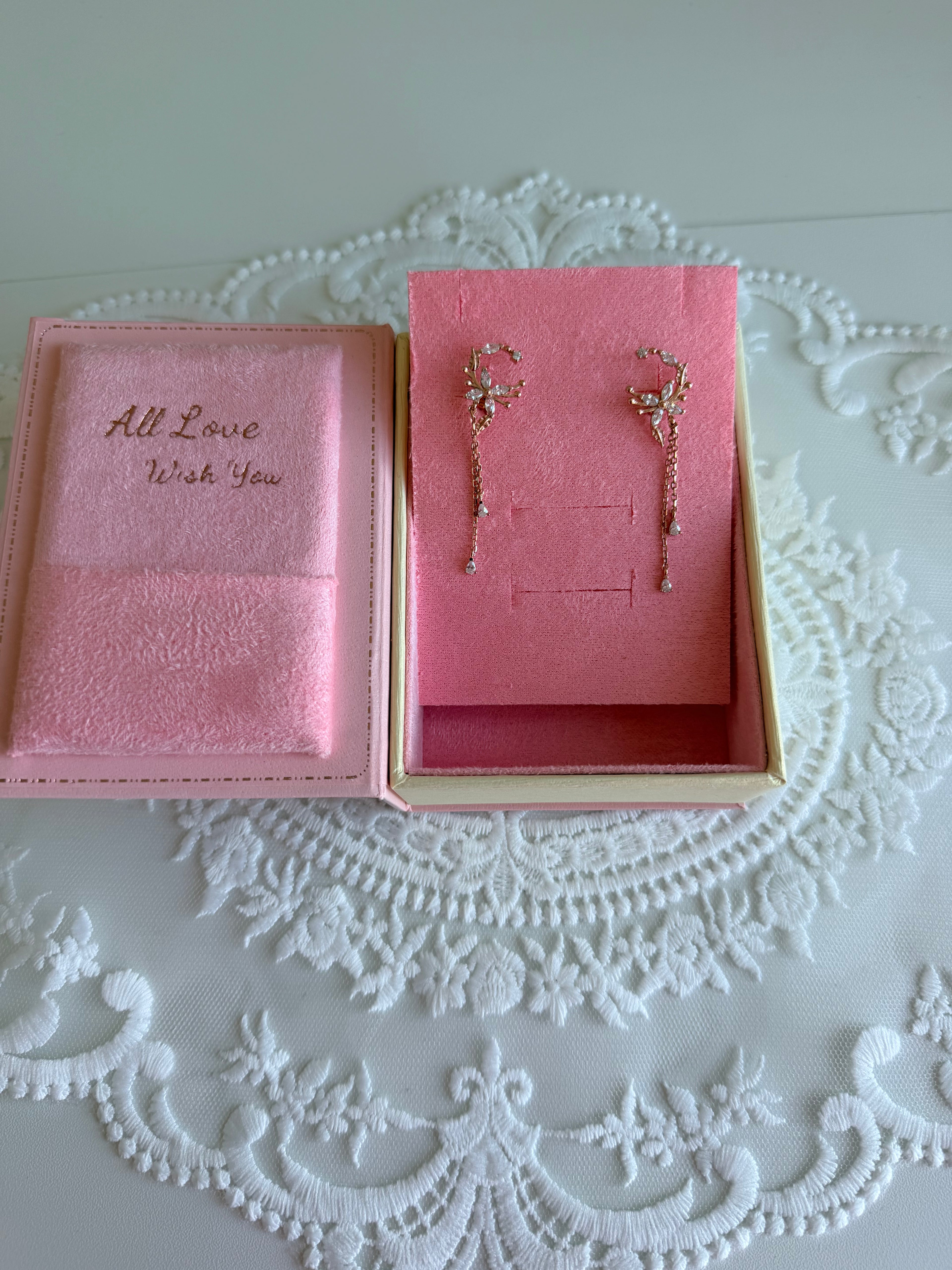 Marquise Circle Rose 925 Sterling Silver Earrings