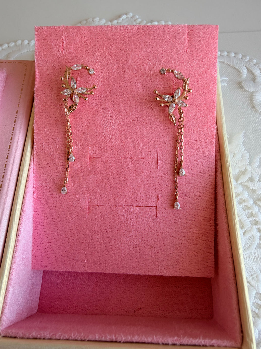 Marquise Circle Rose 925 Sterling Silver Earrings