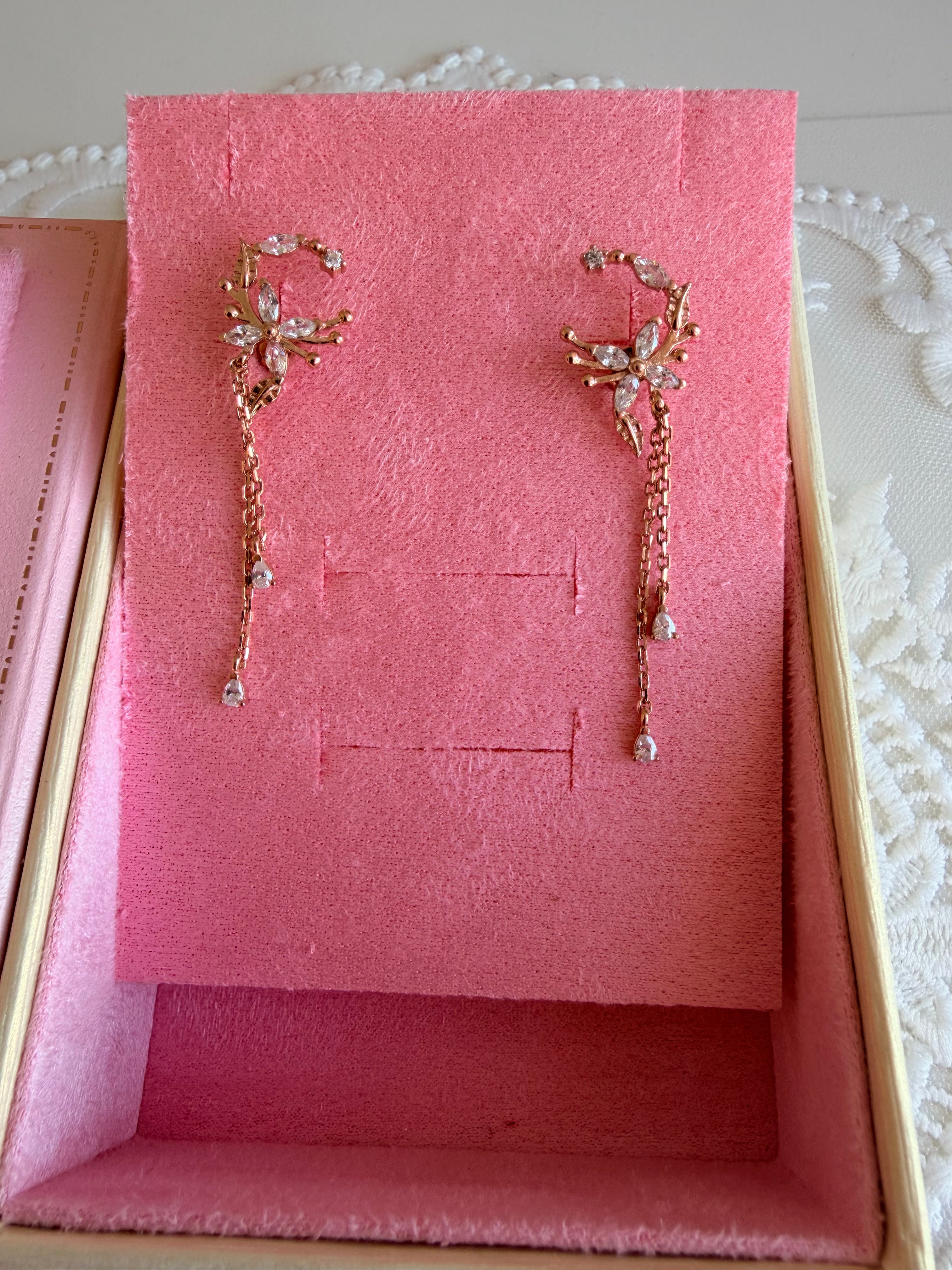 Marquise Circle Rose 925 Sterling Silver Earrings