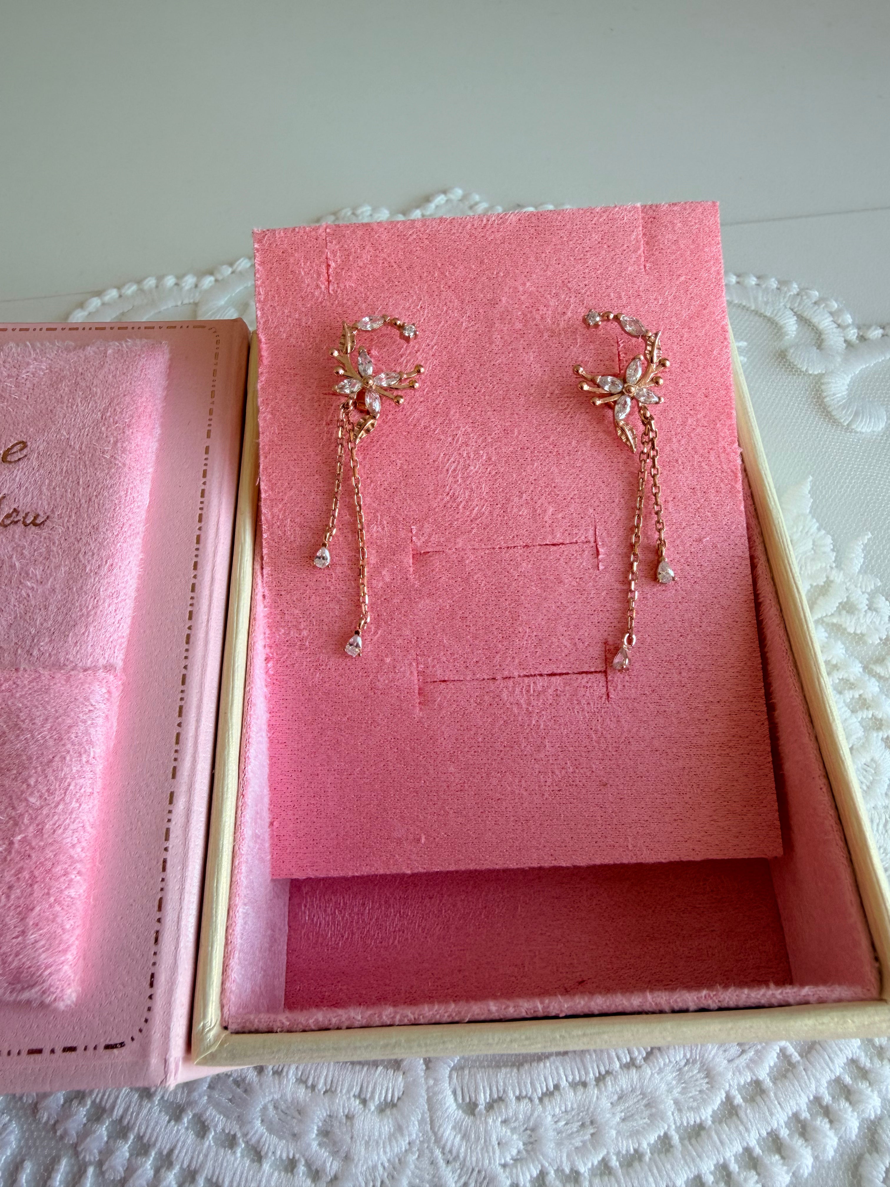 Marquise Circle Rose 925 Sterling Silver Earrings