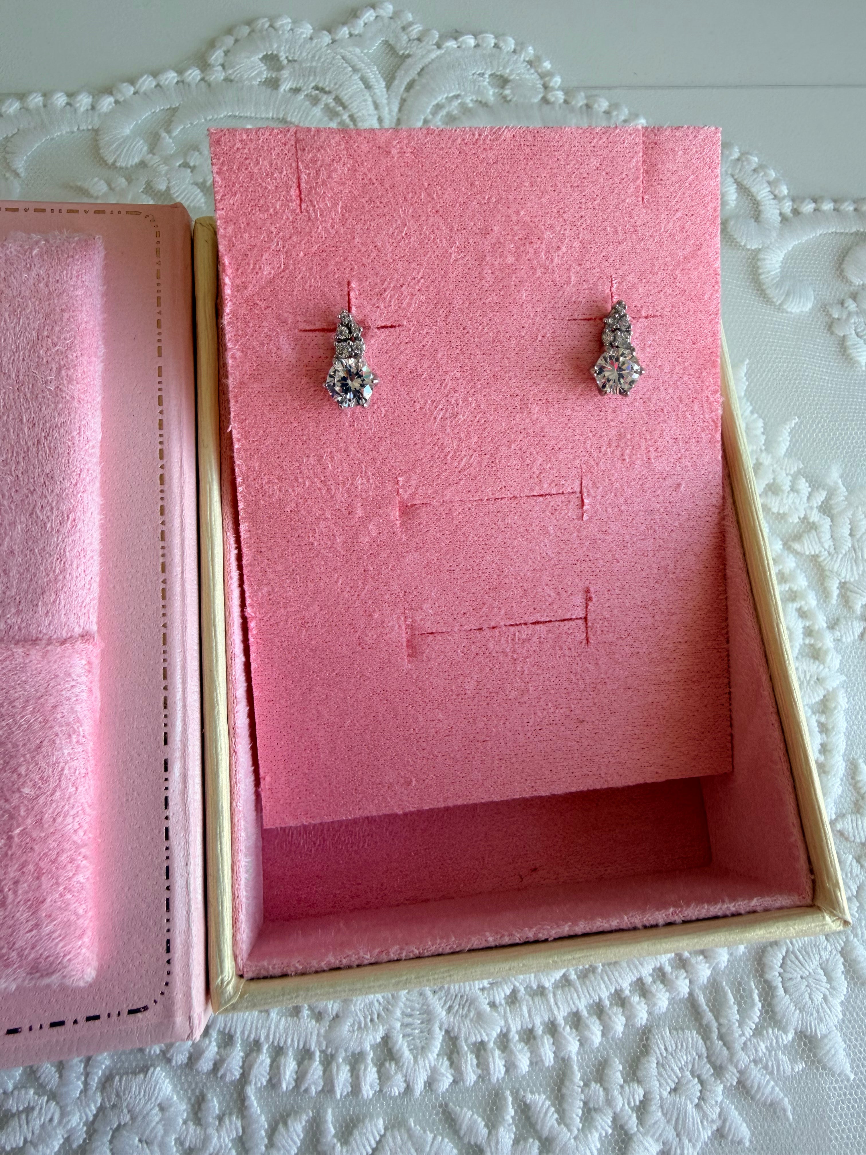 Princess Diamond 925 Sterling Silver Earrings